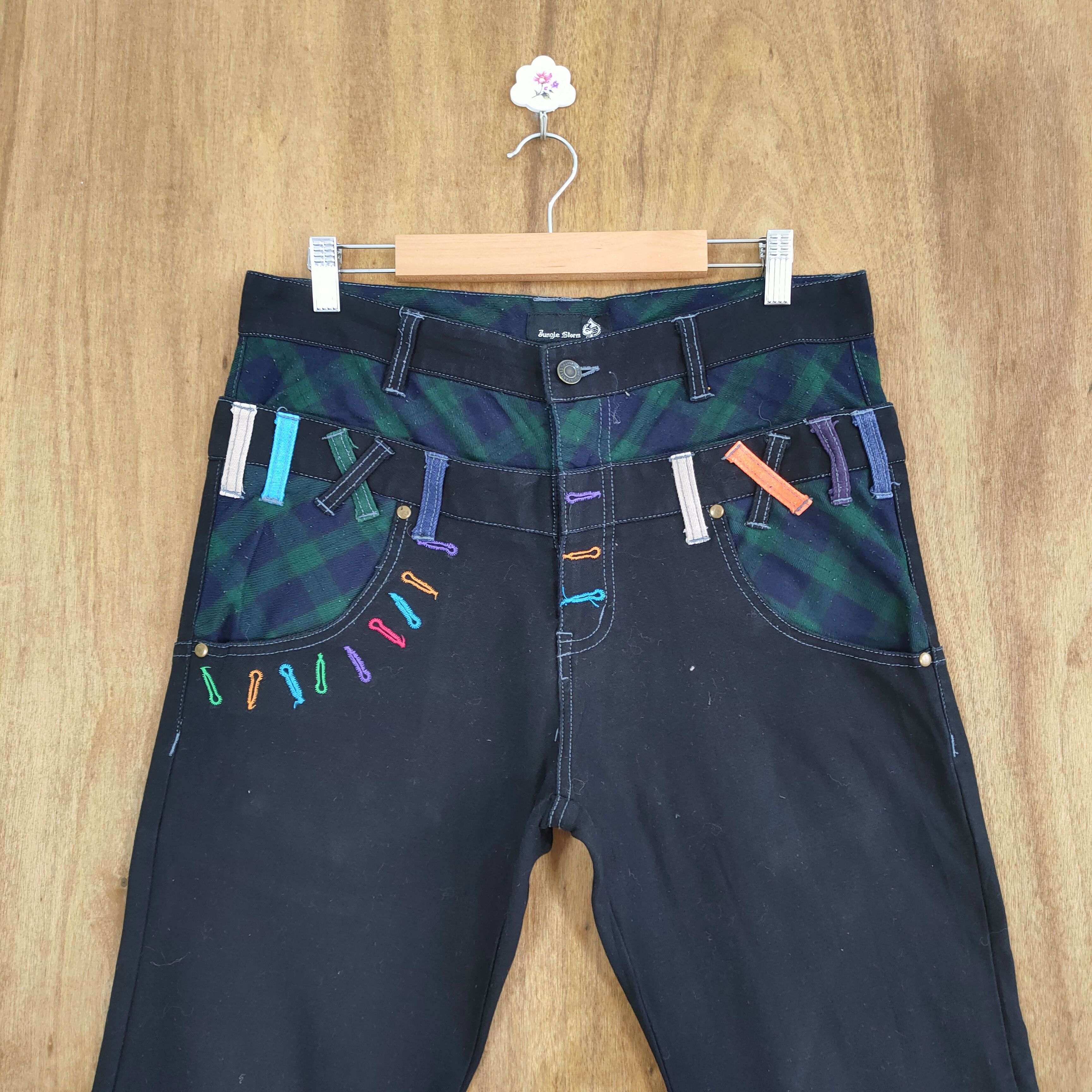 Japanese Brand VINTAGE JUNGLE STORM DOUBLE WAIST DENIM PANTS Size US 32 / EU 48 - 3 Thumbnail