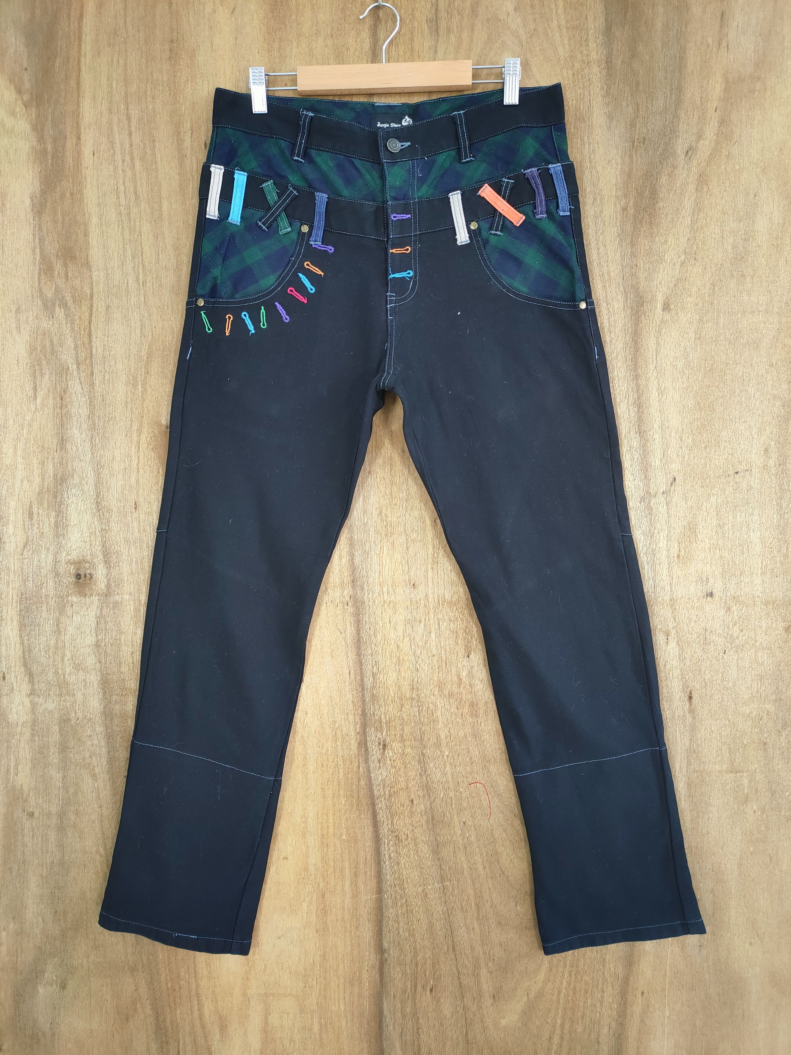 Japanese Brand VINTAGE JUNGLE STORM DOUBLE WAIST DENIM PANTS Size US 32 / EU 48 - 1 Thumbnail