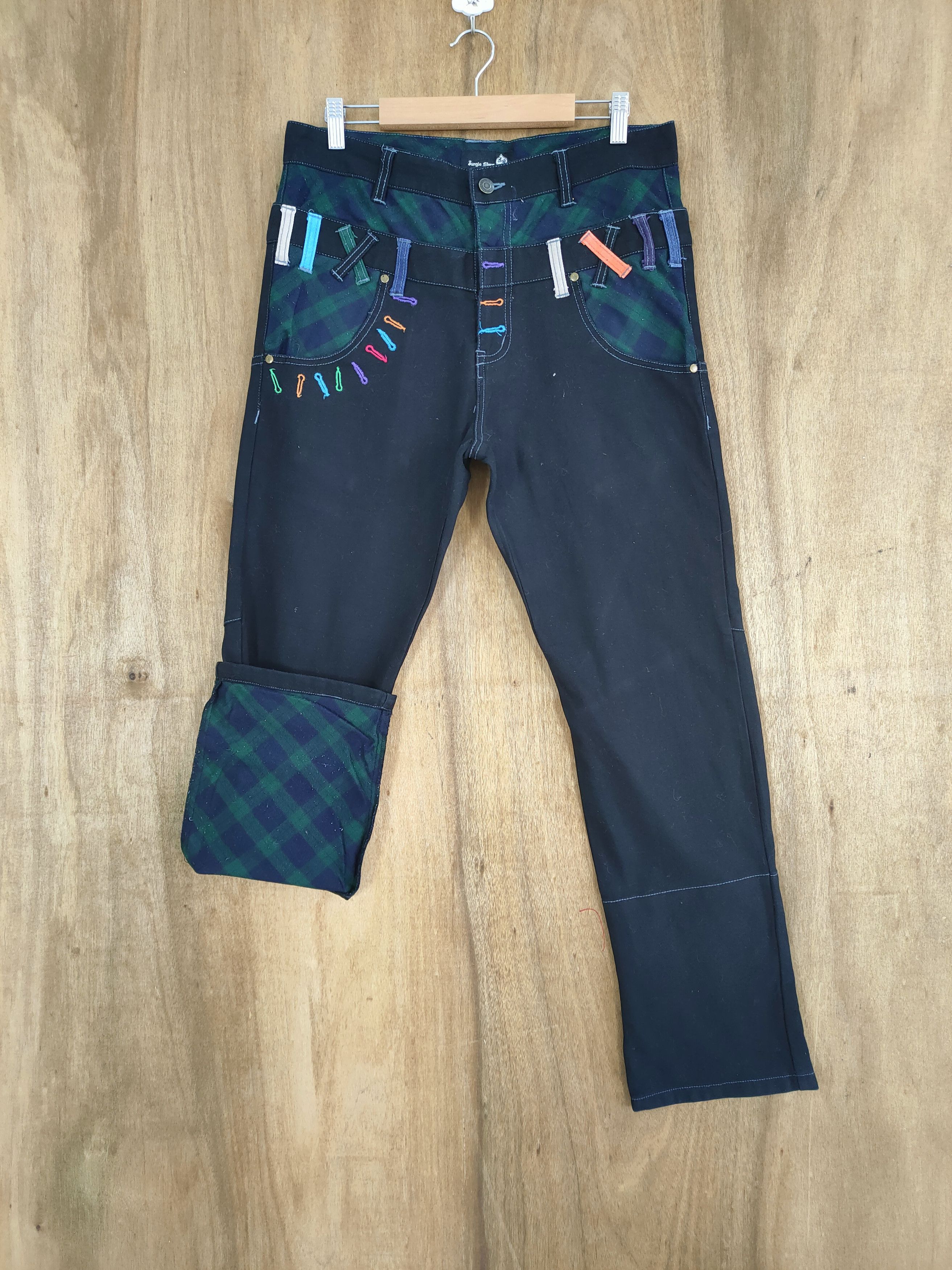 Japanese Brand VINTAGE JUNGLE STORM DOUBLE WAIST DENIM PANTS Size US 32 / EU 48 - 7 Thumbnail