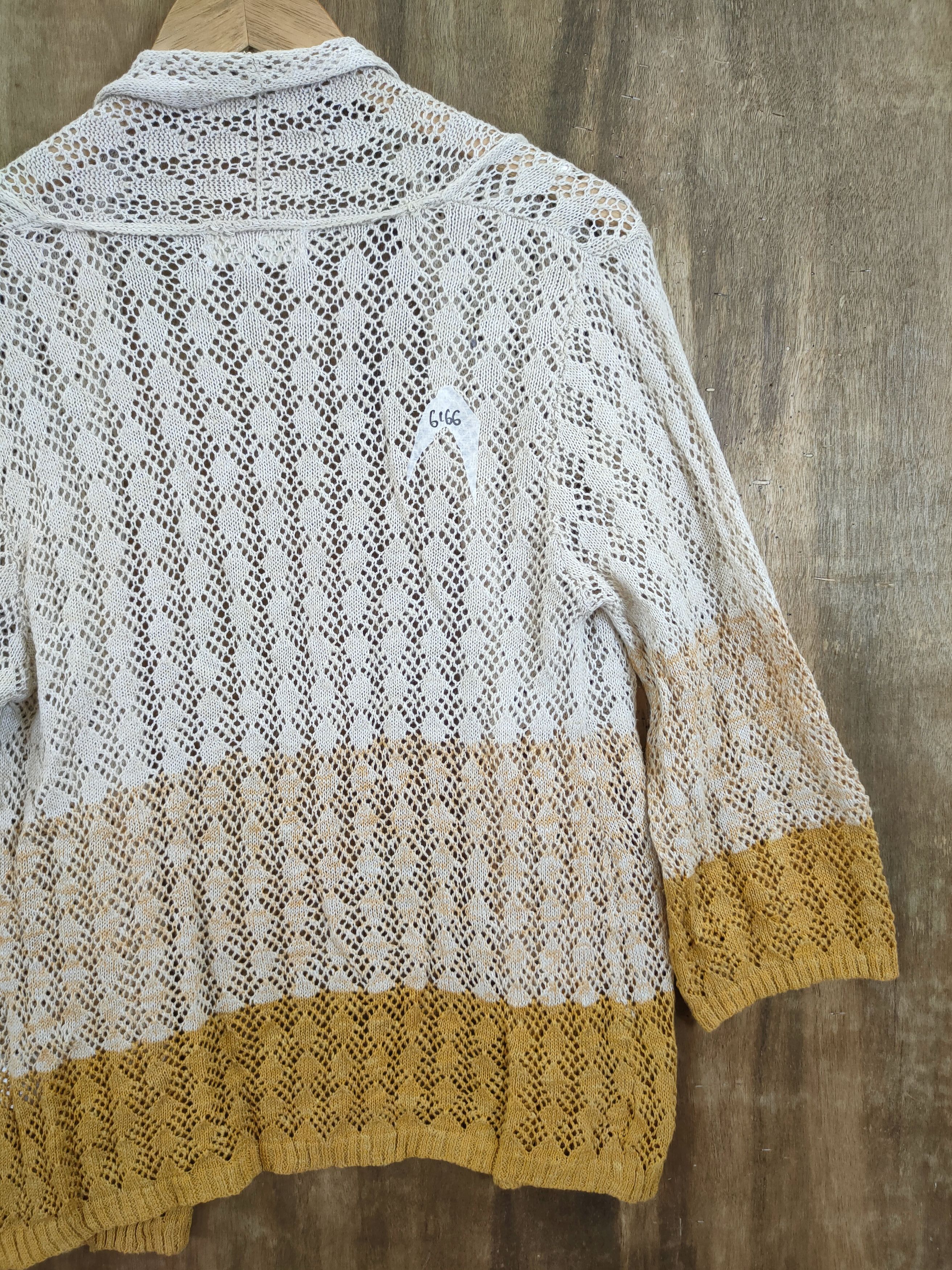 Vintage Humming Tone cardigan mesh net crochet knitwear 3 tone #6166 Size US M / EU 48-50 / 2 - 8 Thumbnail