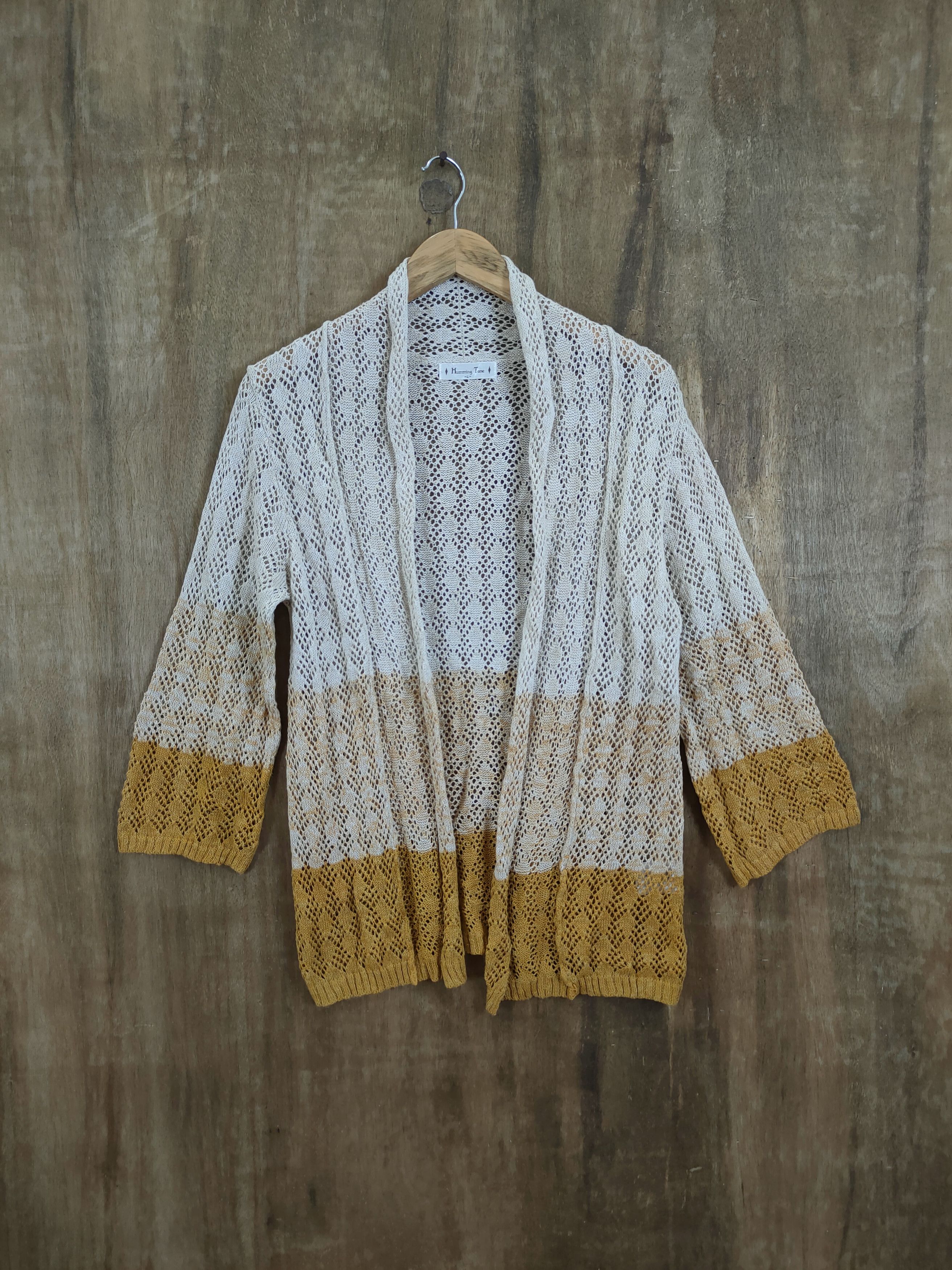 Vintage Humming Tone cardigan mesh net crochet knitwear 3 tone #6166 Size US M / EU 48-50 / 2 - 1 Thumbnail