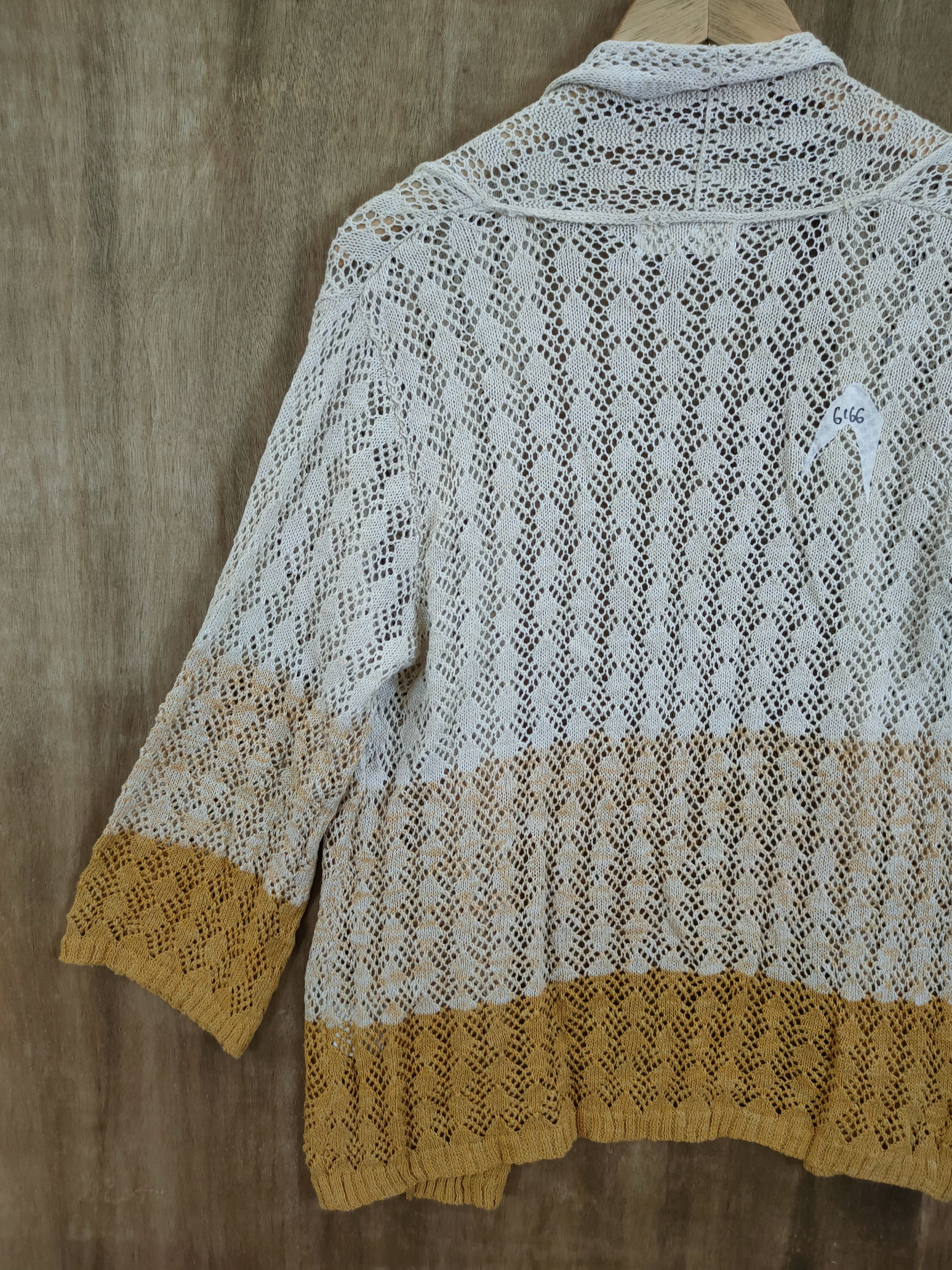 Vintage Humming Tone cardigan mesh net crochet knitwear 3 tone #6166 Size US M / EU 48-50 / 2 - 7 Thumbnail