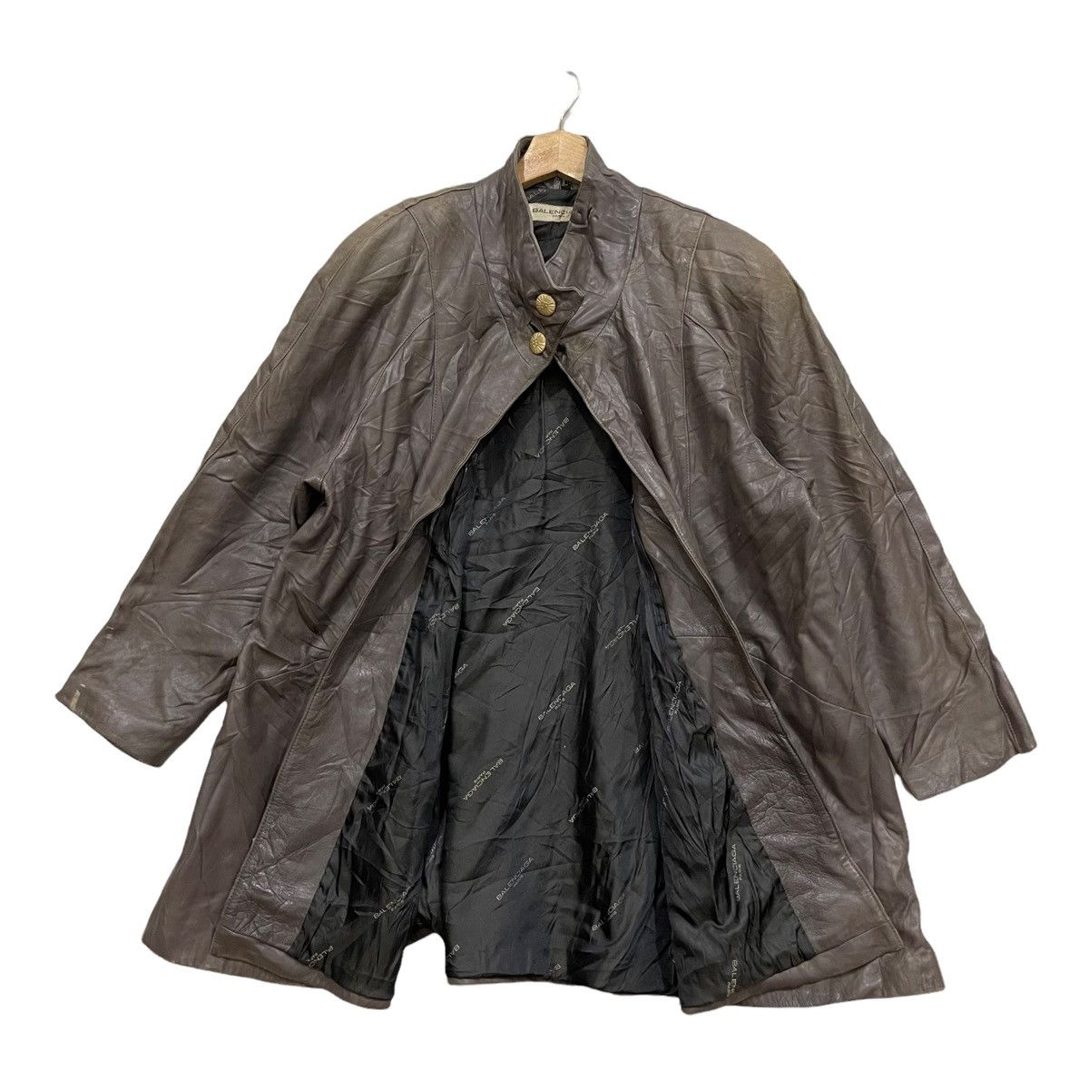 Balenciaga Super Rare Vintage 80s BALENCIAGA Leather Coat Jacket Size L / US 10 / IT 46 - 2 Thumbnail
