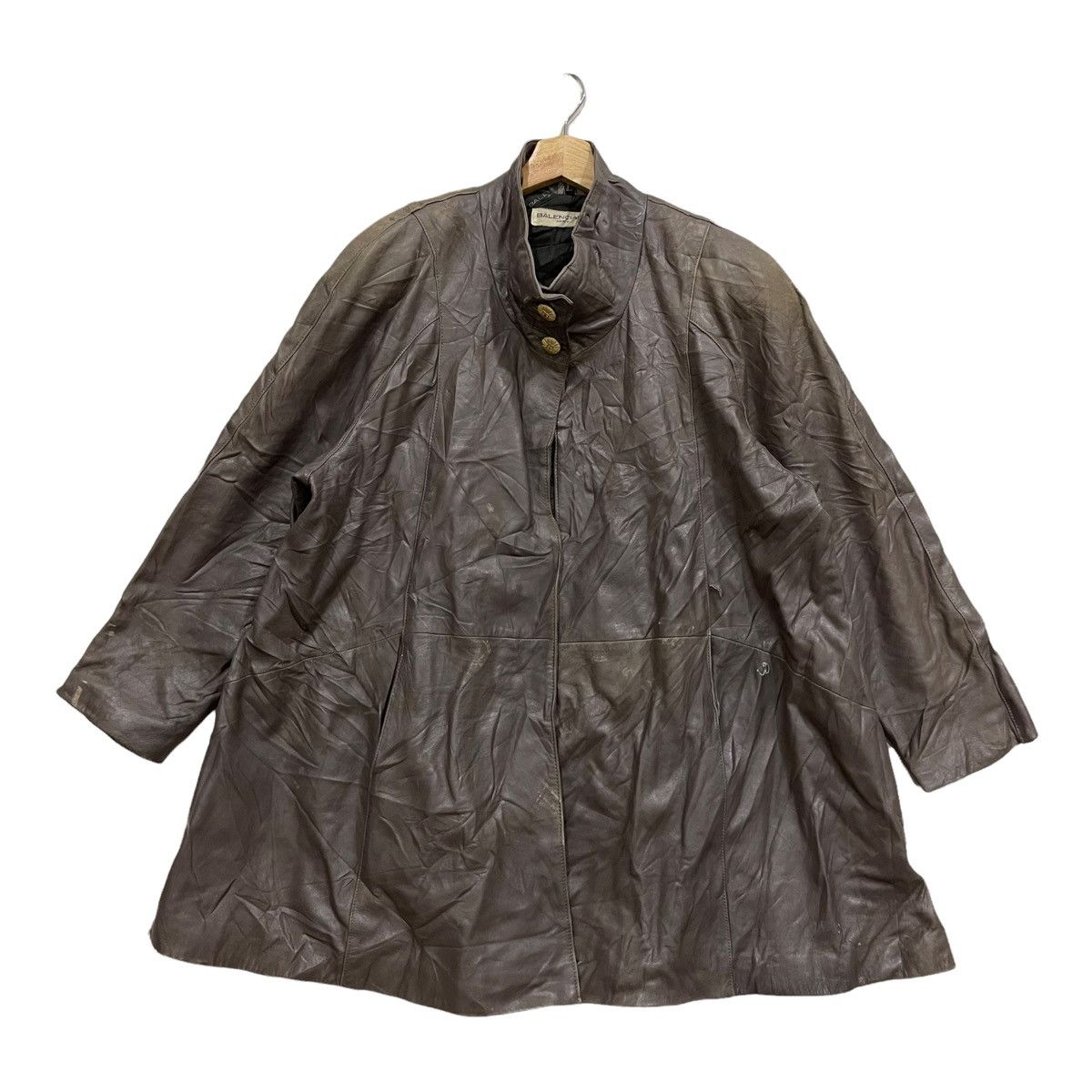 Balenciaga Super Rare Vintage 80s BALENCIAGA Leather Coat Jacket Size L / US 10 / IT 46 - 1 Thumbnail