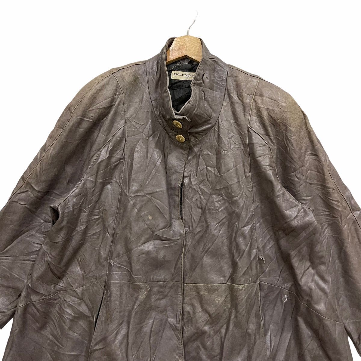 Balenciaga Super Rare Vintage 80s BALENCIAGA Leather Coat Jacket Size L / US 10 / IT 46 - 5 Thumbnail