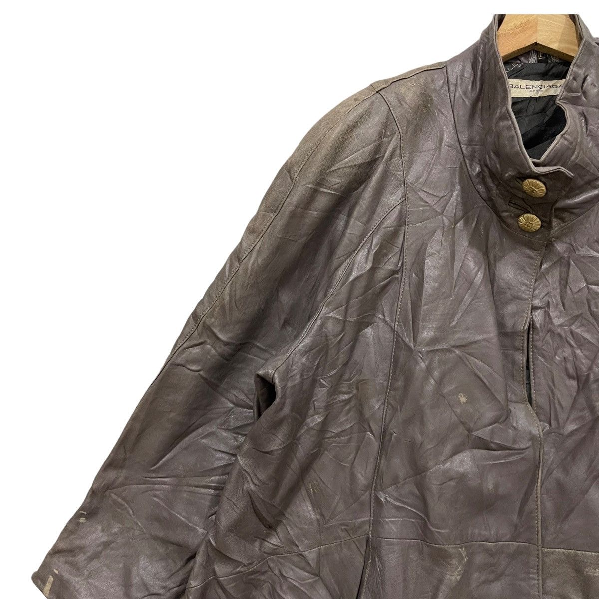Balenciaga Super Rare Vintage 80s BALENCIAGA Leather Coat Jacket Size L / US 10 / IT 46 - 8 Thumbnail