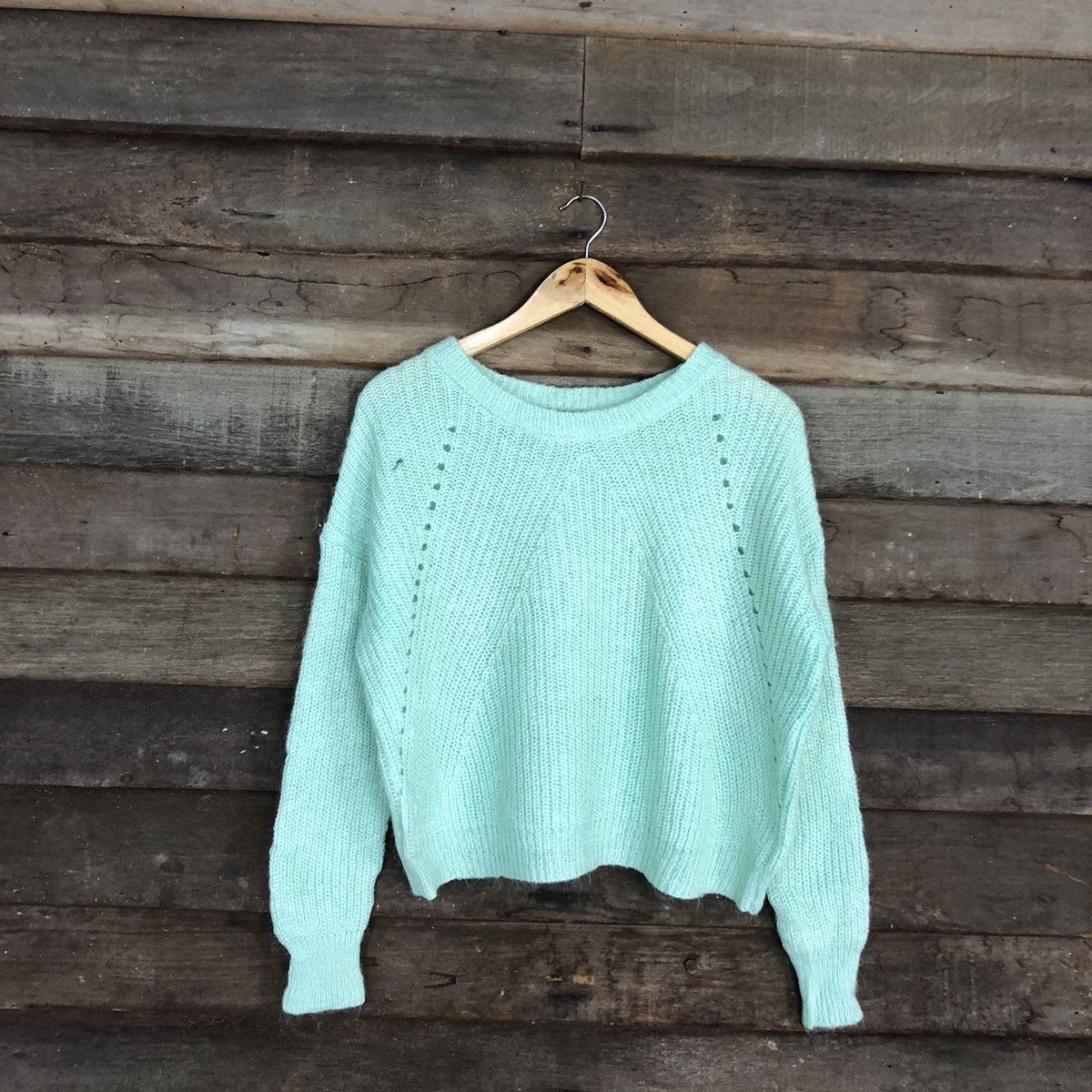 Nice Plain Soft Green Knitwear Sweatshirt by Indivi