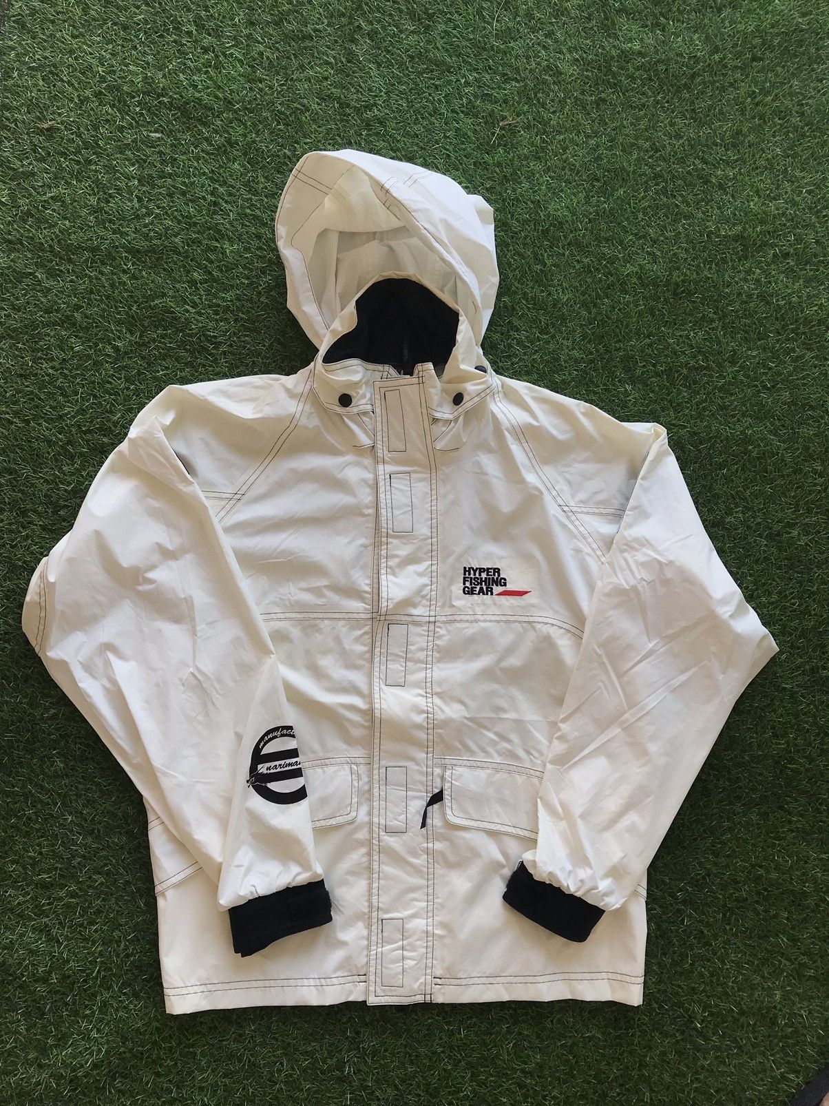 image of Vintage Nexus Hyper Fishing Gear Shimano Windbreaker Hoodies in White, Men's (Size Medium)