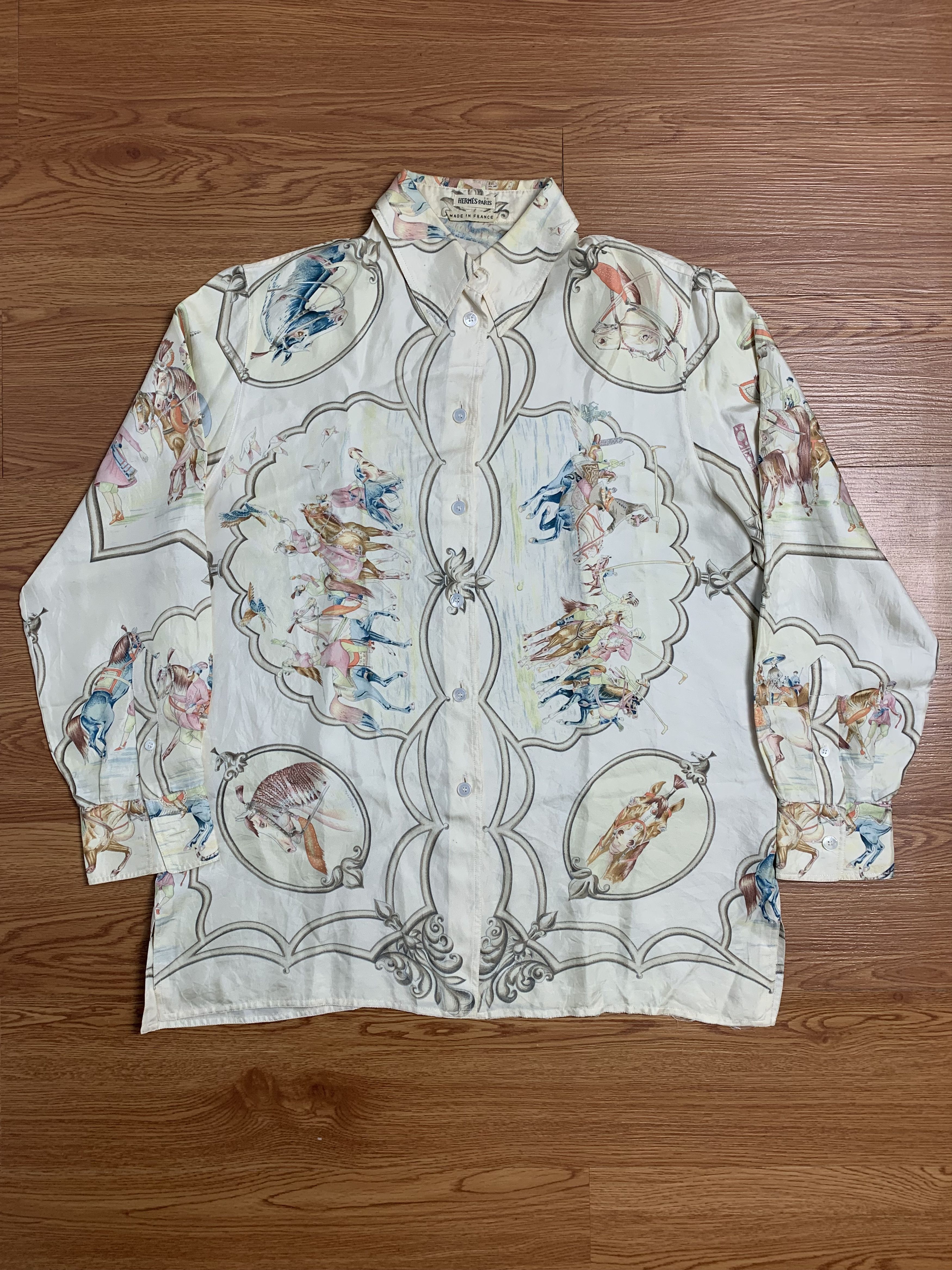 image of Hermes Margiela Era “Les Chevaux Des Moghols” Button Shirt, Women's (Size Medium)