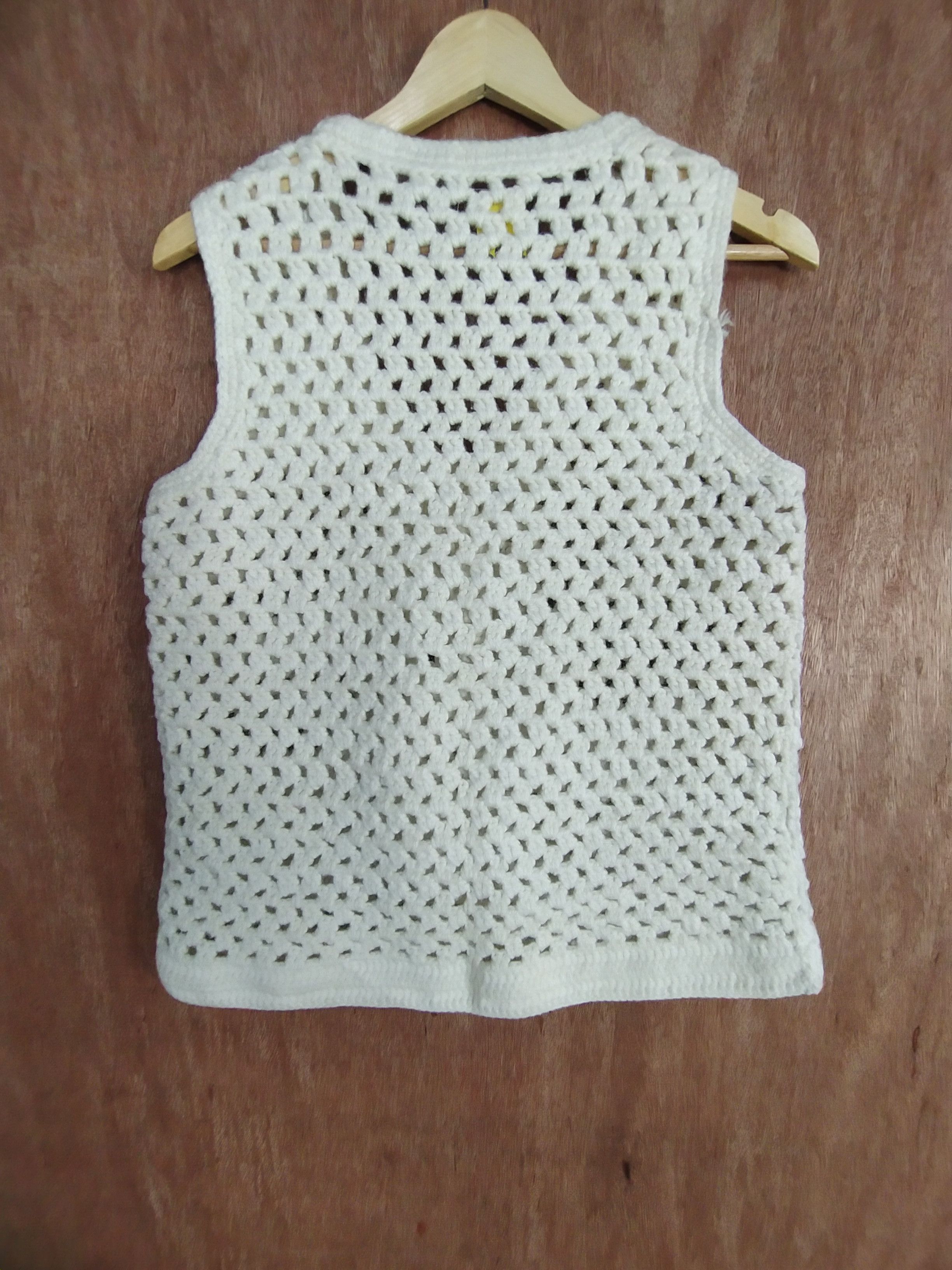 Homespun Knitwear Japan crochet handmade vest sleeveless Cream knitwear #S032 Size S / US 4 / IT 40 - 8 Thumbnail