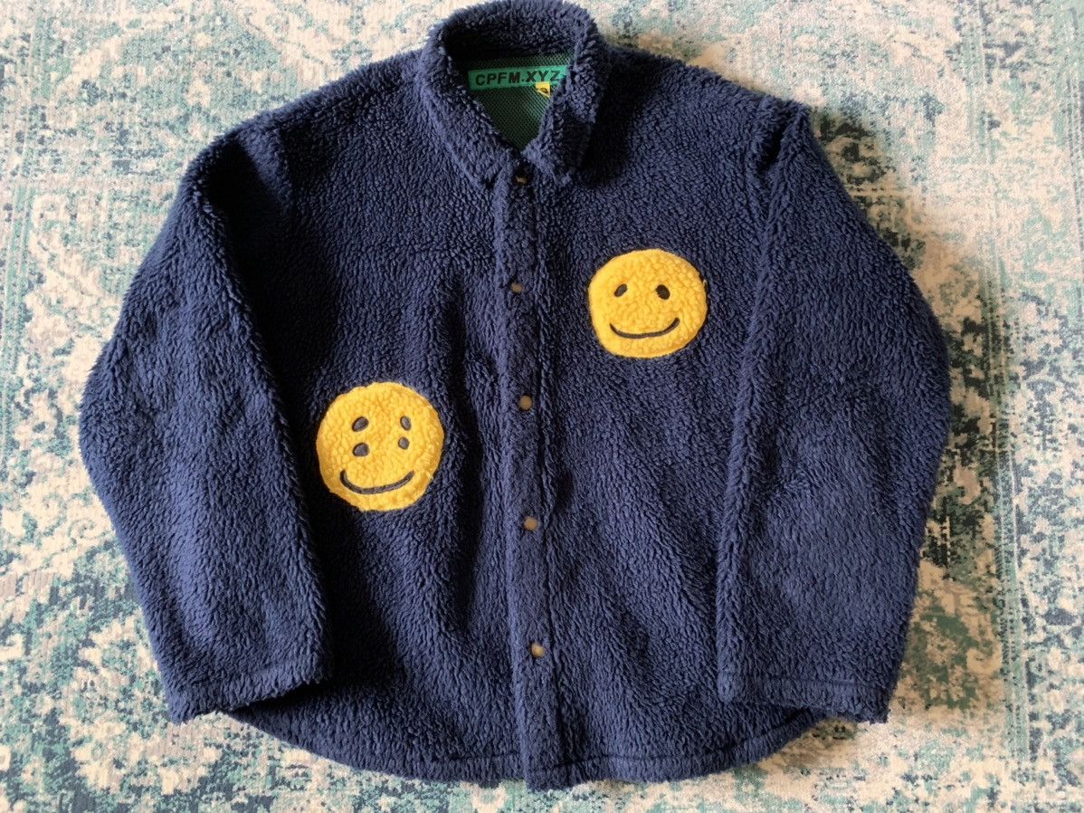 image of Cactus Plant Flea Market Navy Smiley Fleece in Navy Blue, Men's (Size Large)