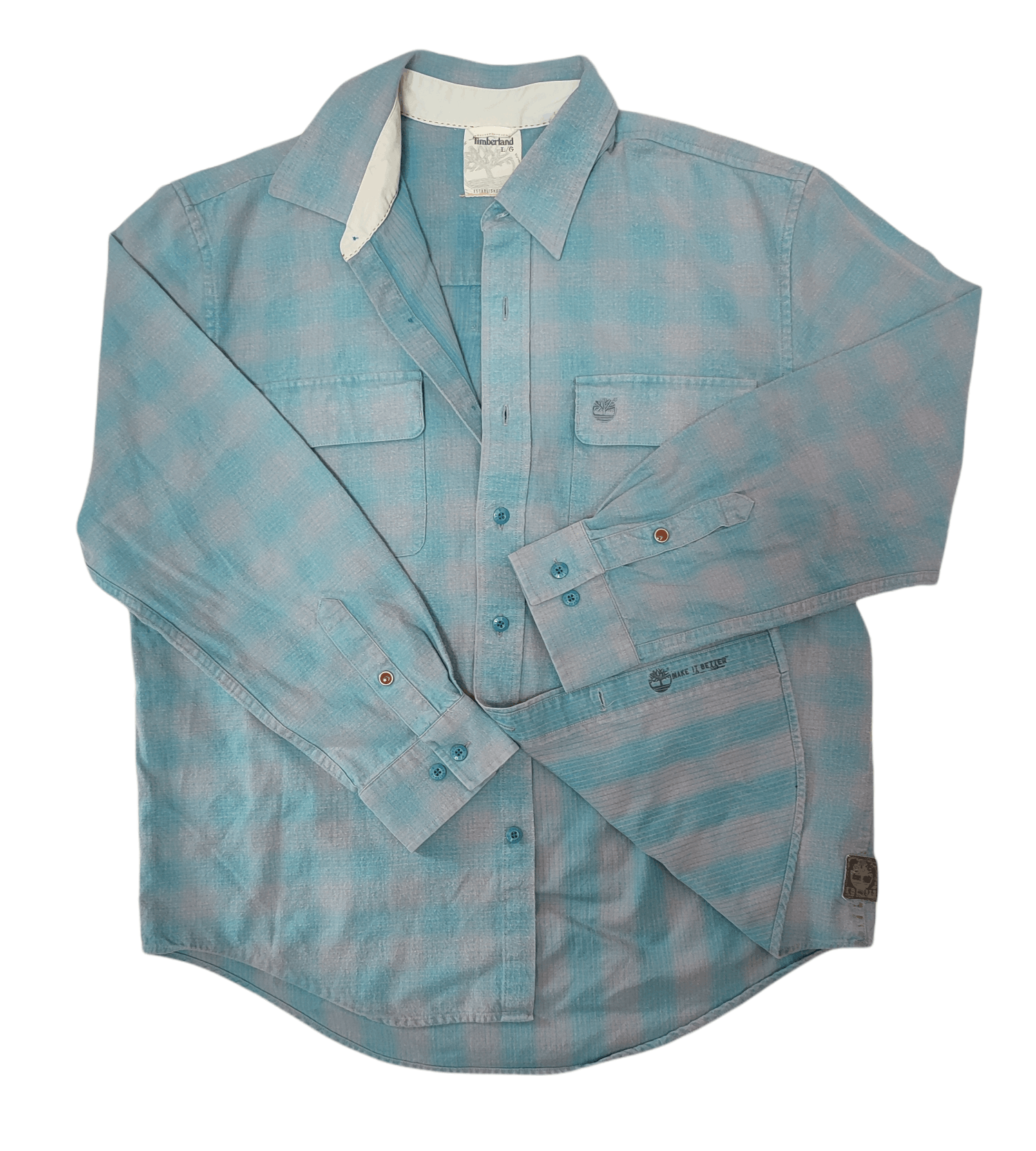 Flannel × Timberland × Vintage Vtg 90s Timberland HK Plaid Flannel Travis Scott Style Size US L / EU 52-54 / 3 - 2 Thumbnail