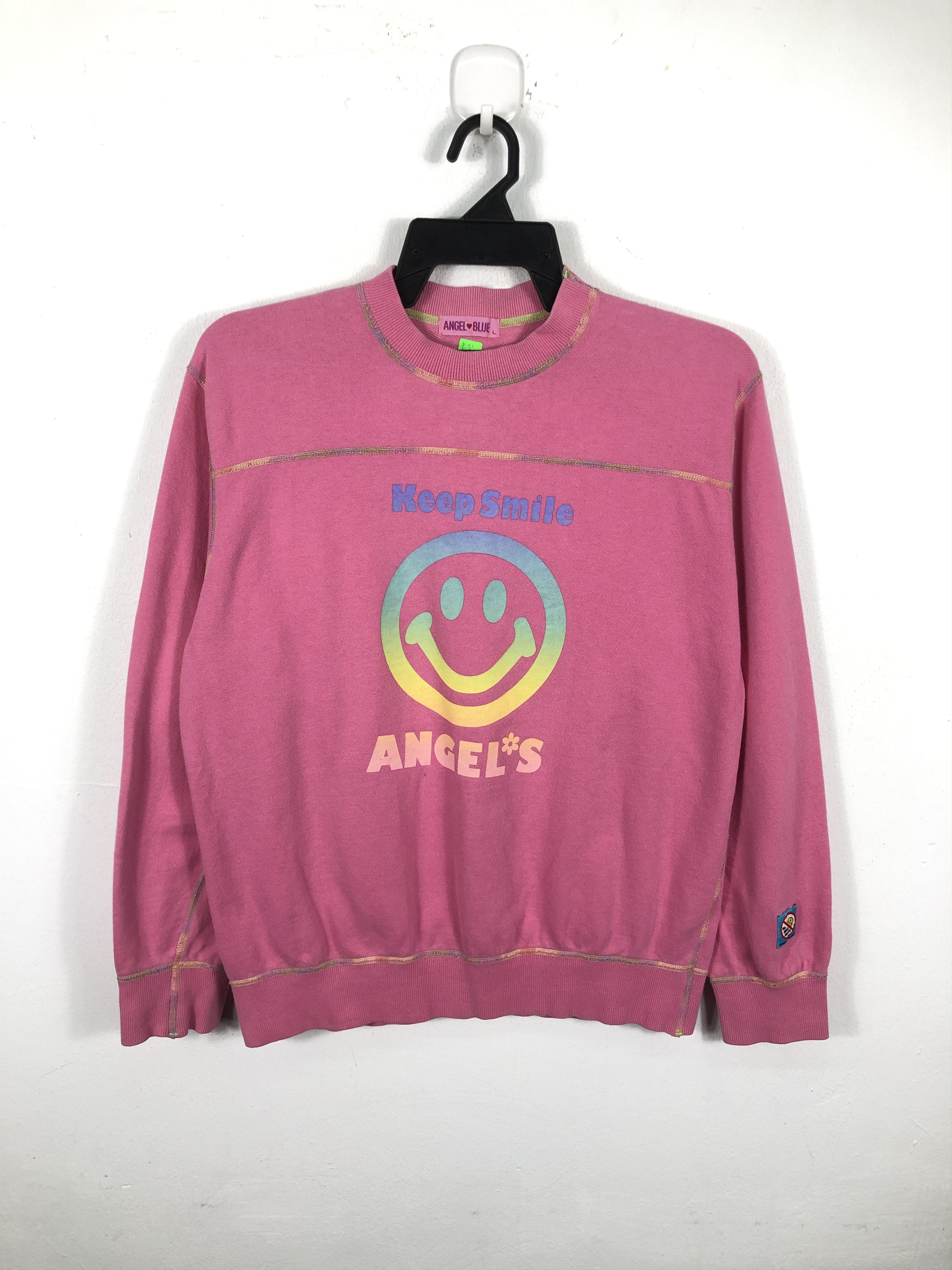 Designer × Japanese Brand × Vintage Vintage Japanese Brand Angel Blue Smile Sweatshirt Size M / US 6-8 / IT 42-44 - 1 Thumbnail