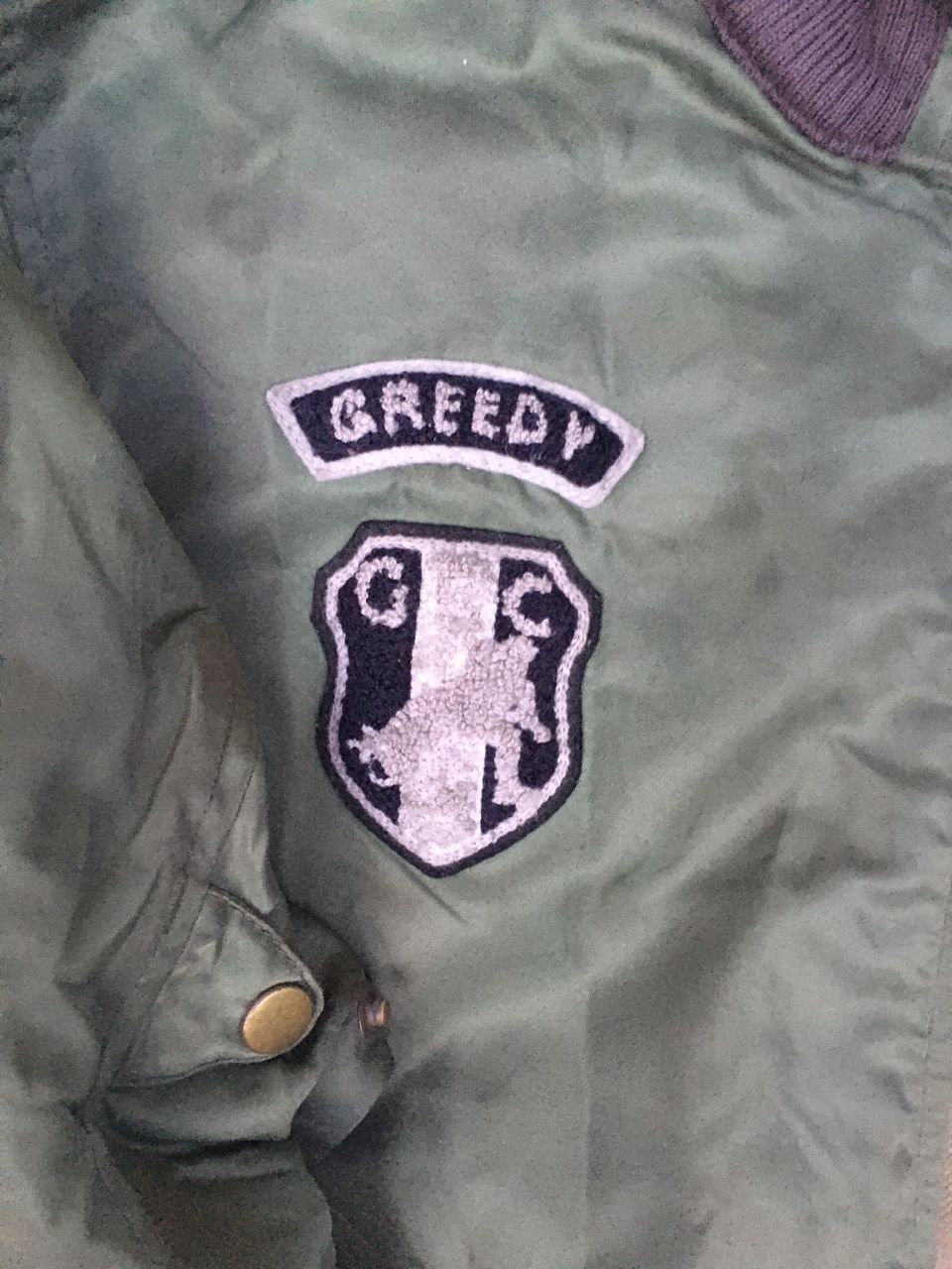 Vintage GREEDY MOTORCYCLES BOMBER GREEN STYLES JACKETS Size US L / EU 52-54 / 3 - 10 Thumbnail