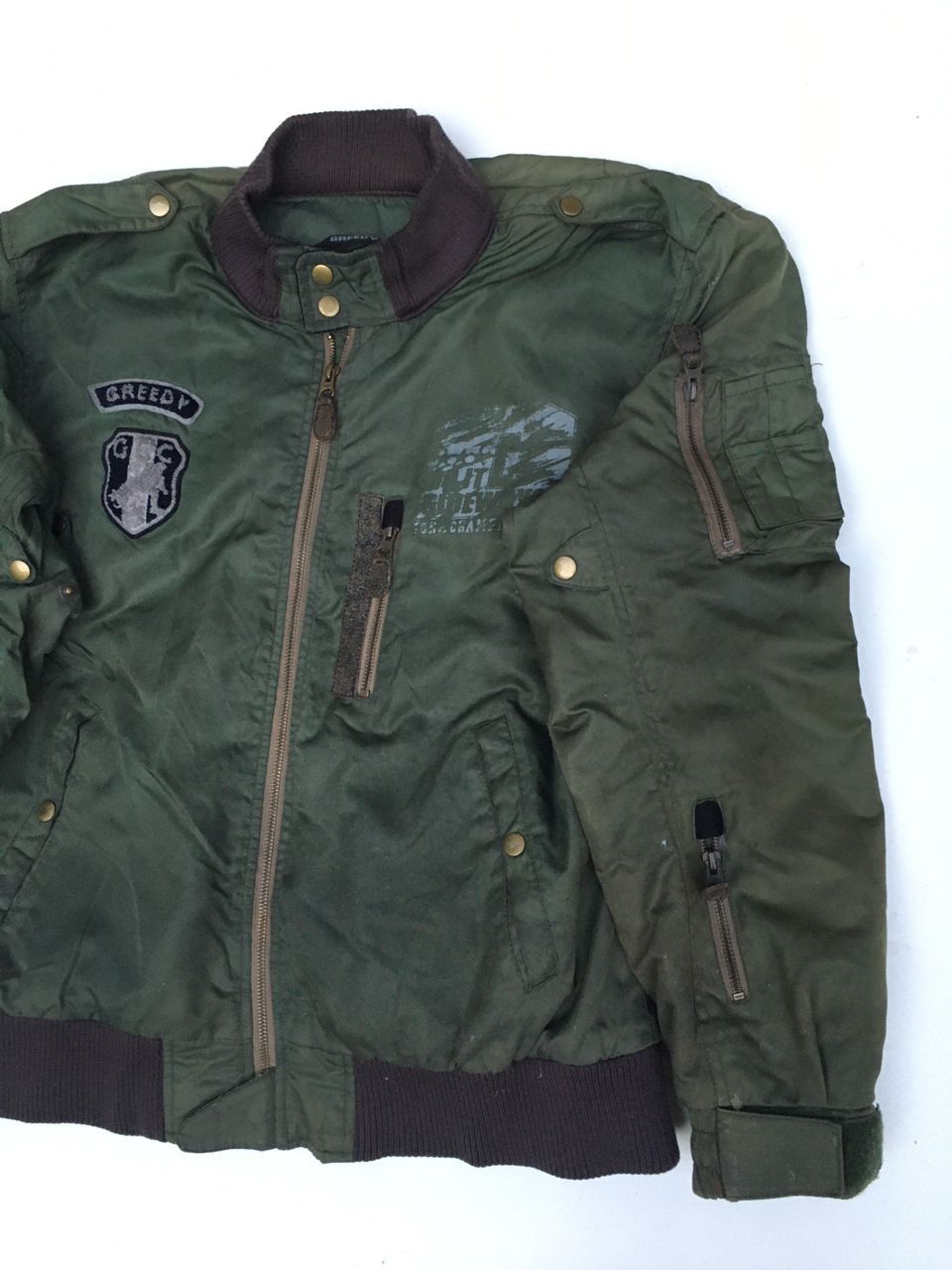 Vintage GREEDY MOTORCYCLES BOMBER GREEN STYLES JACKETS Size US L / EU 52-54 / 3 - 3 Thumbnail
