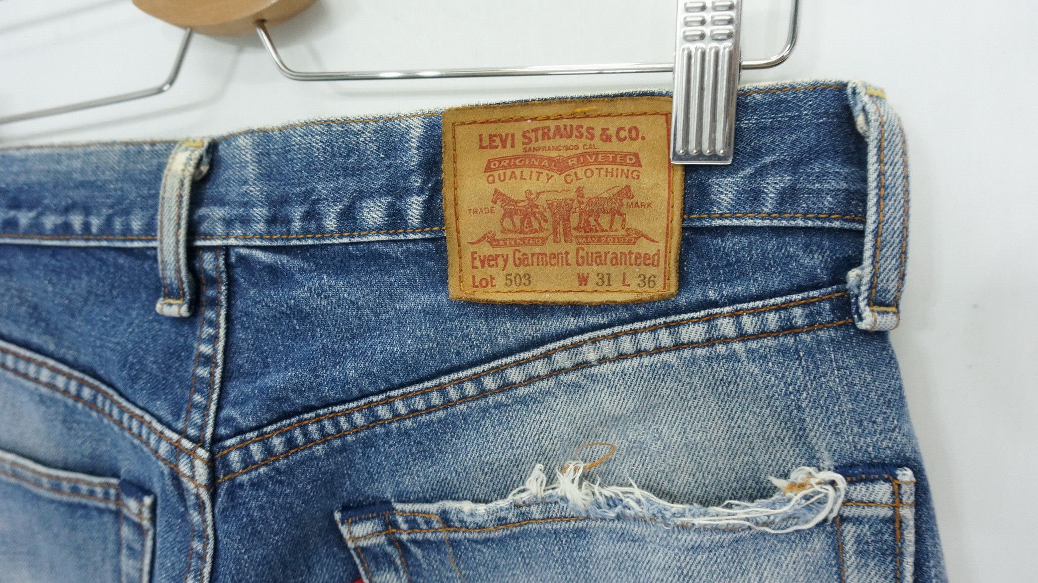 Levi's Vintage 90s Levi's 503 Japan Distressed Aging Jeans LF5 Size US 31 - 10 Thumbnail