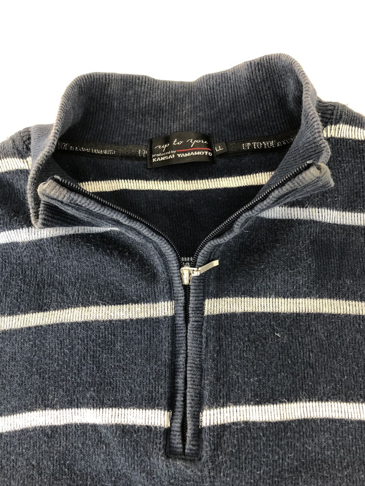 Japanese Brand × Kansai Yamamoto Up To You by Kansai Yamamoto Half Zip Sweater Striped Style Size US L / EU 52-54 / 3 - 4 Thumbnail