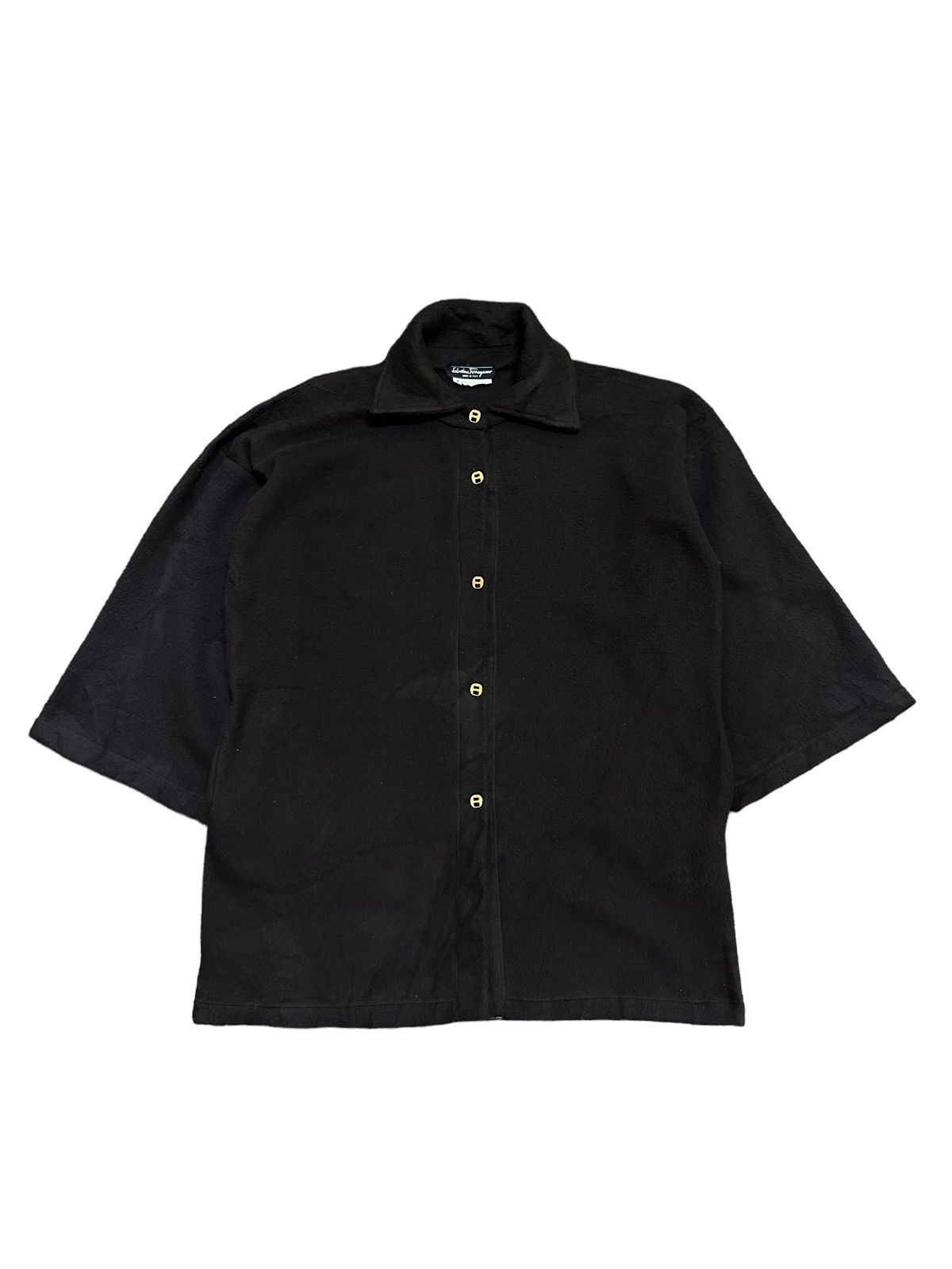 image of Italian Designers x Salvatore Ferragamo Vintage Salvatore Ferragamo Fleece Coat in Black, Women's (