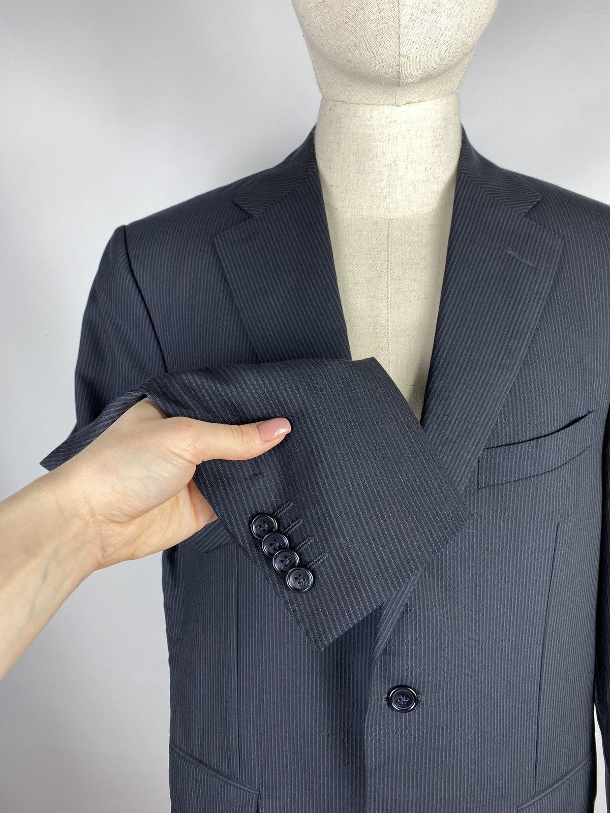 Corneliani × Designer Corneliani men virgin wool striped blazer jacket sport coat Size 40R - 4 Thumbnail