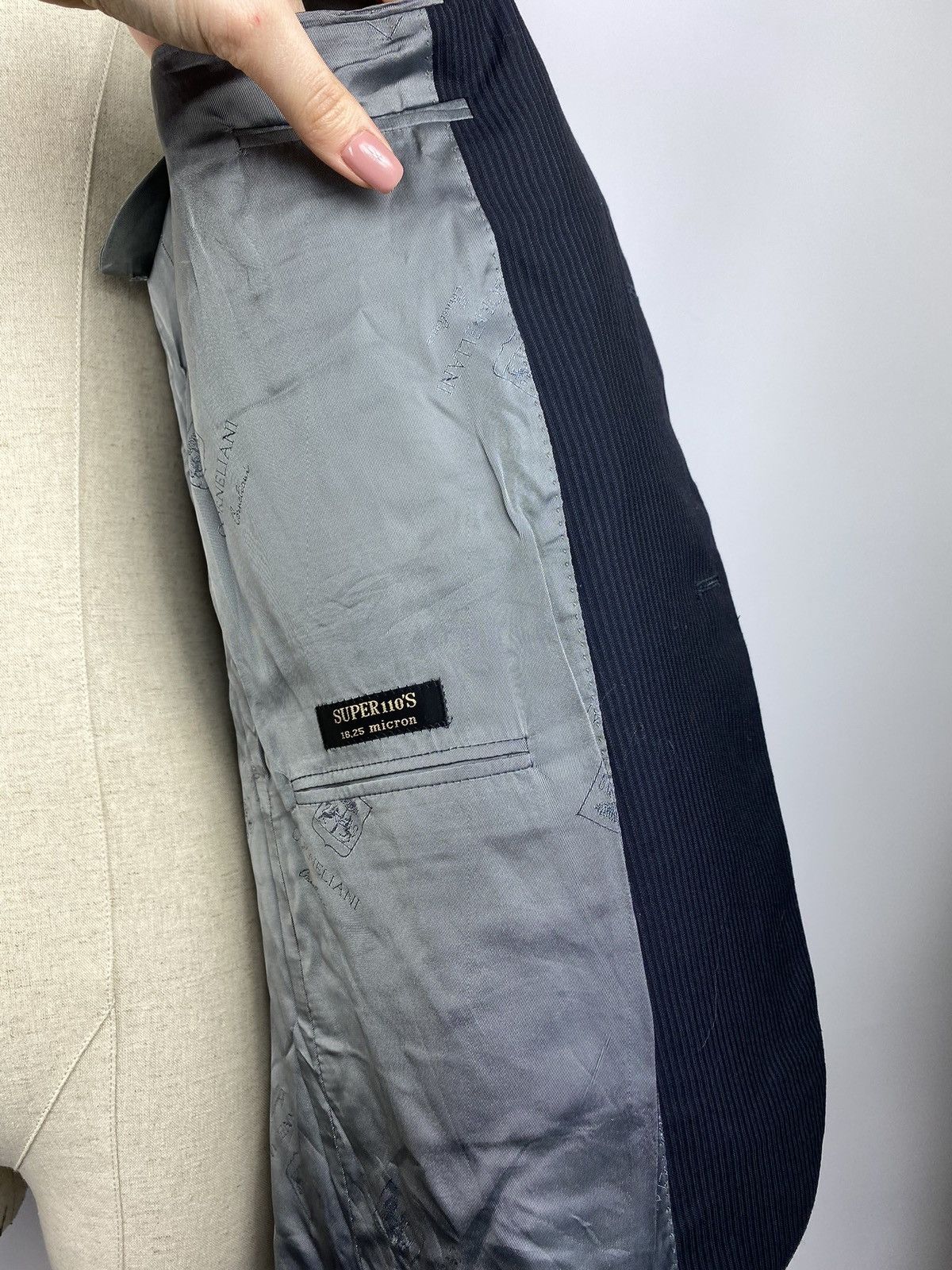 Corneliani × Designer Corneliani men virgin wool striped blazer jacket sport coat Size 40R - 9 Thumbnail