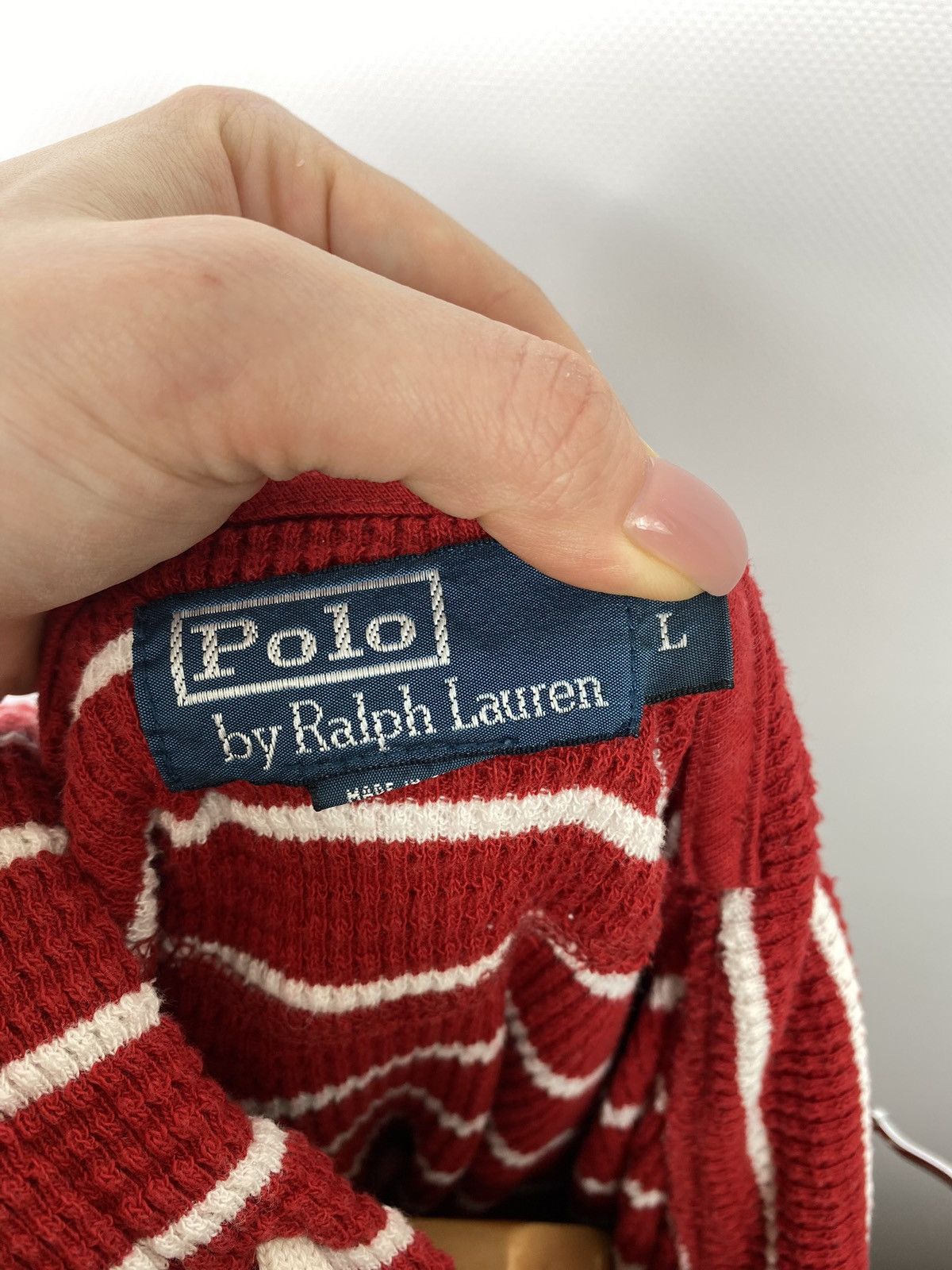 Polo Ralph Lauren Polo by Ralph Lauren vintage knitted striped waffle hoodie Size US L / EU 52-54 / 3 - 13 Thumbnail
