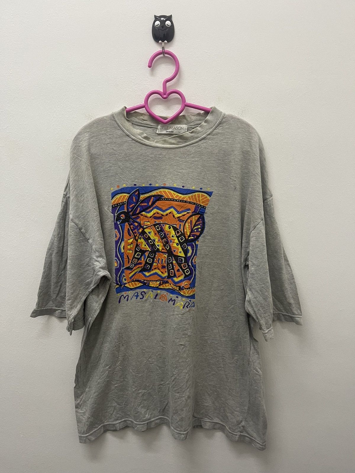 Japanese Brand Rare 90s Vintage BELLE MAISON Masai Mara Animal Art Tee Size US L / EU 52-54 / 3 - 1 Thumbnail