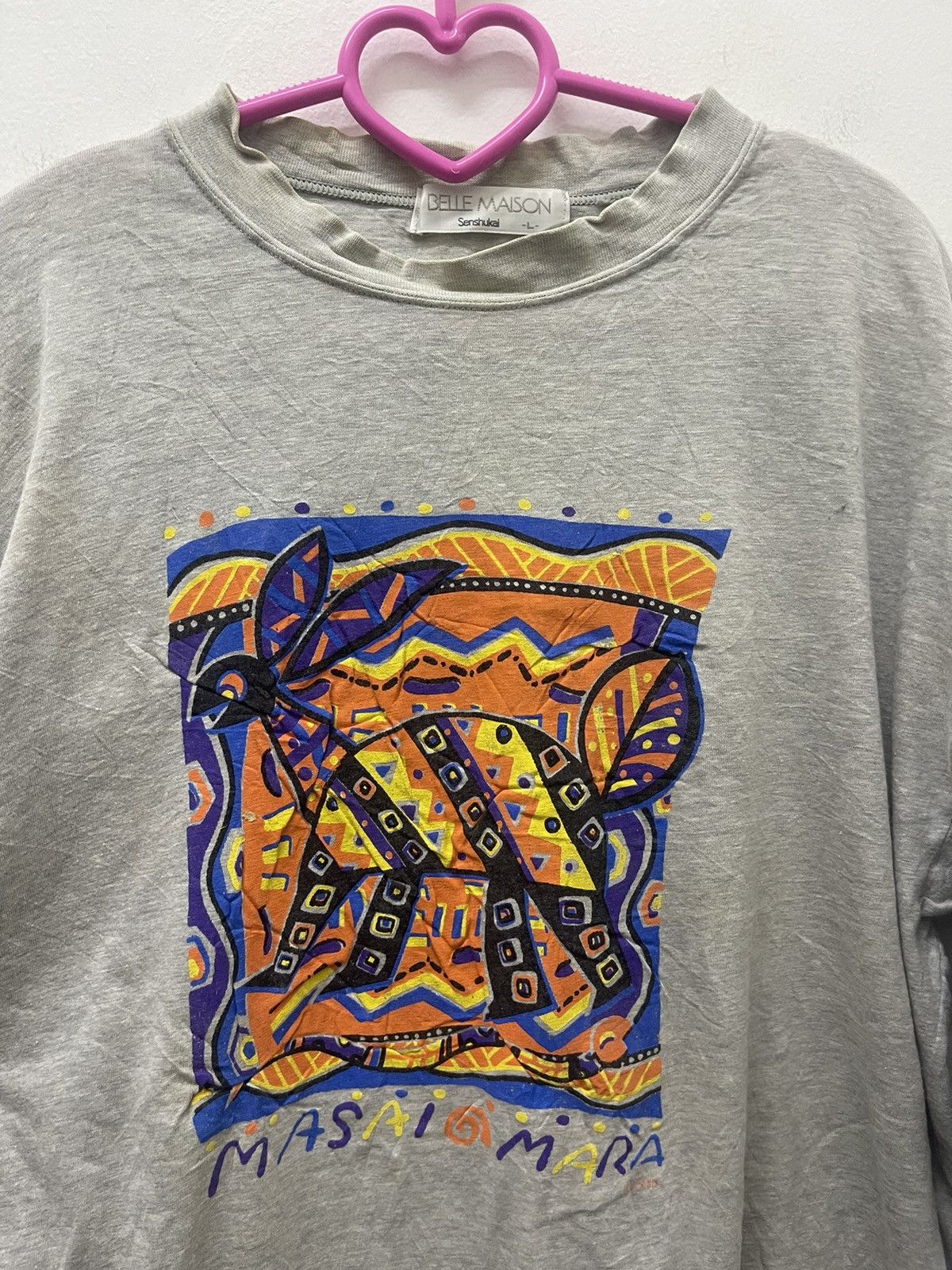 Japanese Brand Rare 90s Vintage BELLE MAISON Masai Mara Animal Art Tee Size US L / EU 52-54 / 3 - 2 Thumbnail