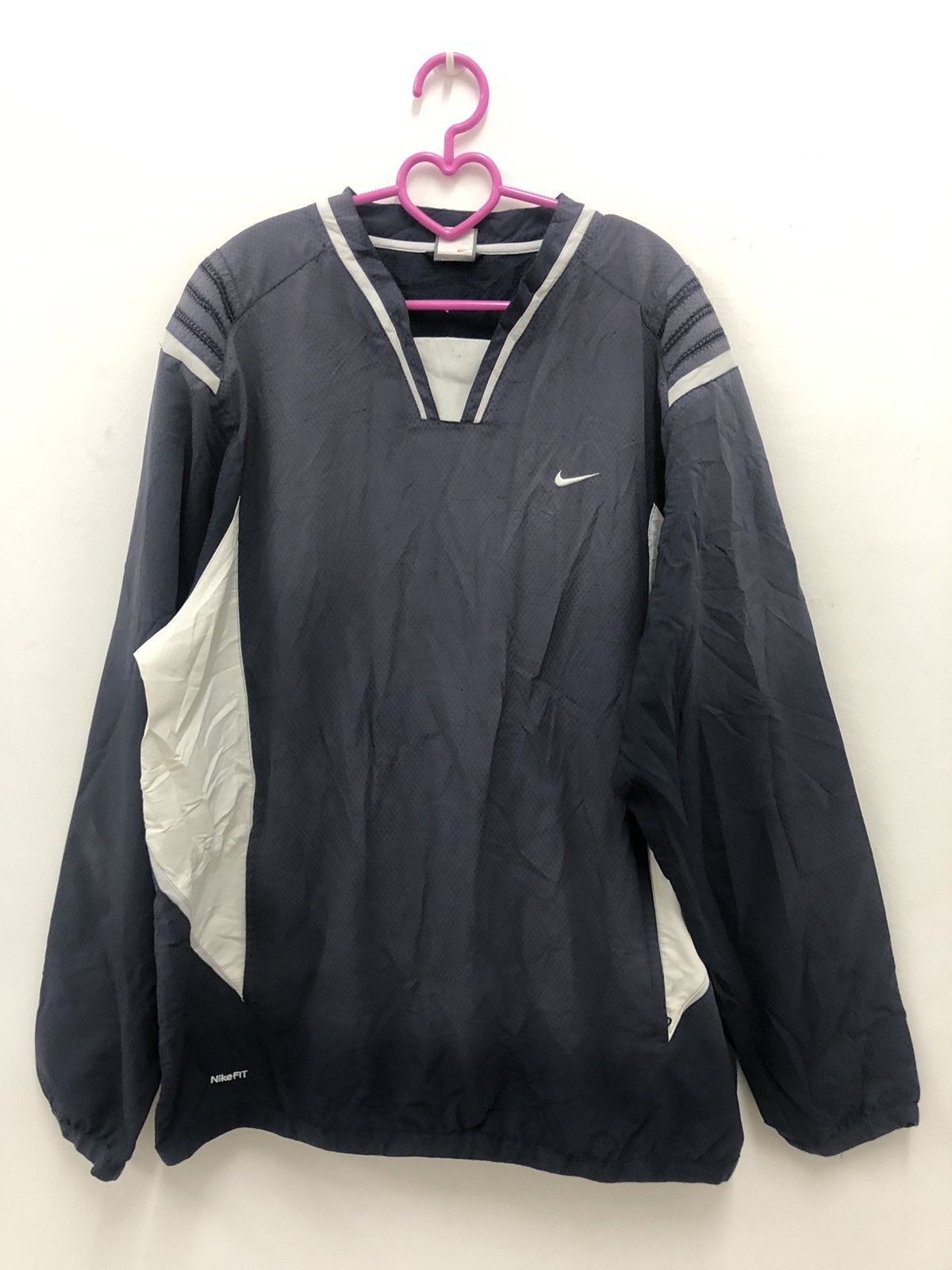 image of Nike Fit Dry Swoosh Windbreaker Sweater in Blue Black, Men's (Size XL)