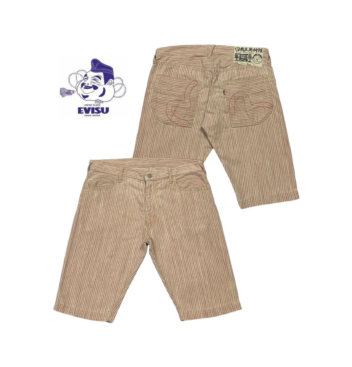 Vintage Evisu Shorts Pants Stripes Design