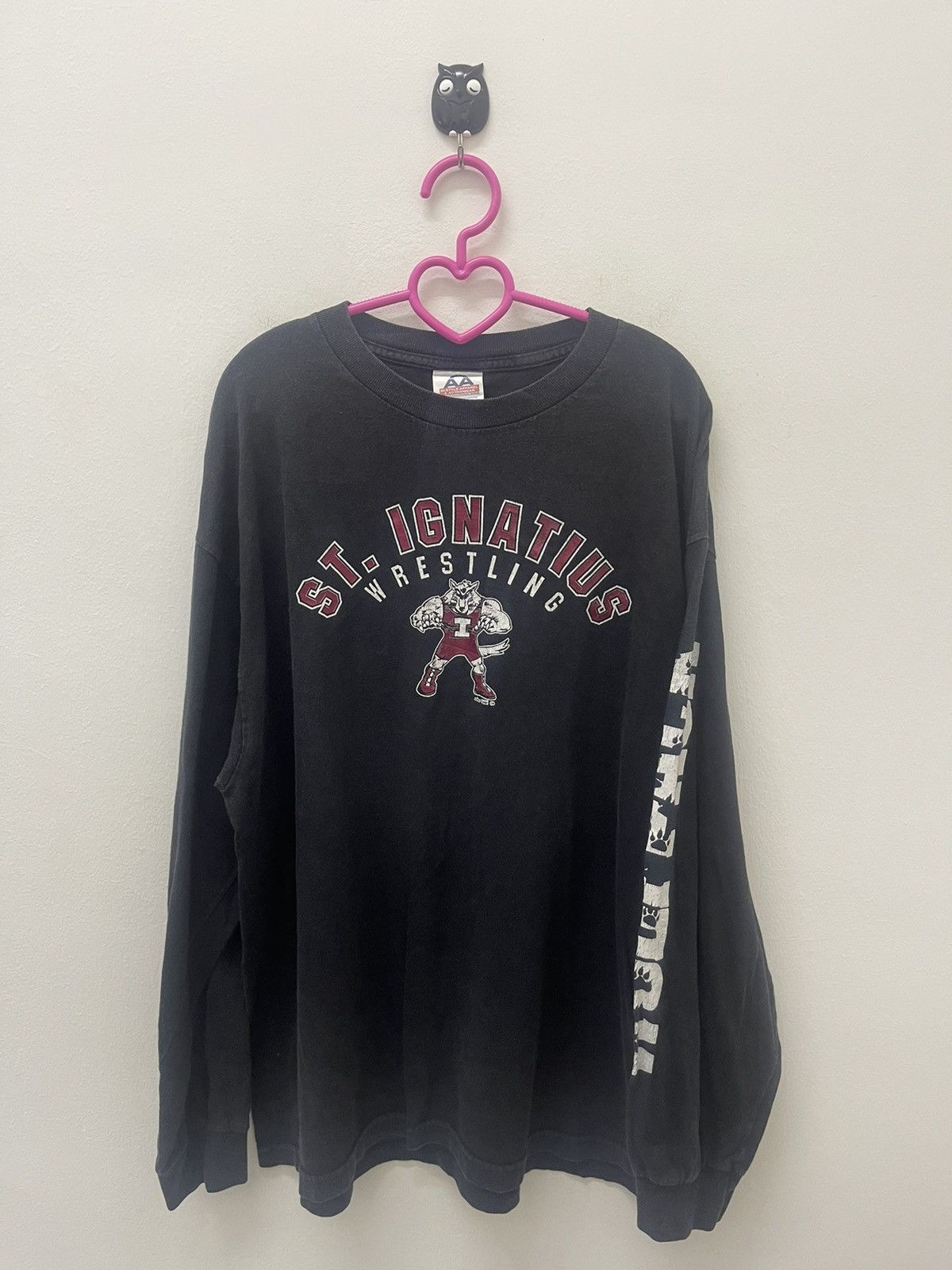 Vintage Rare Vintage ST IGNATIUS WRESTLING Wolf Pack Spell Out Size US XL / EU 56 / 4 - 1 Thumbnail