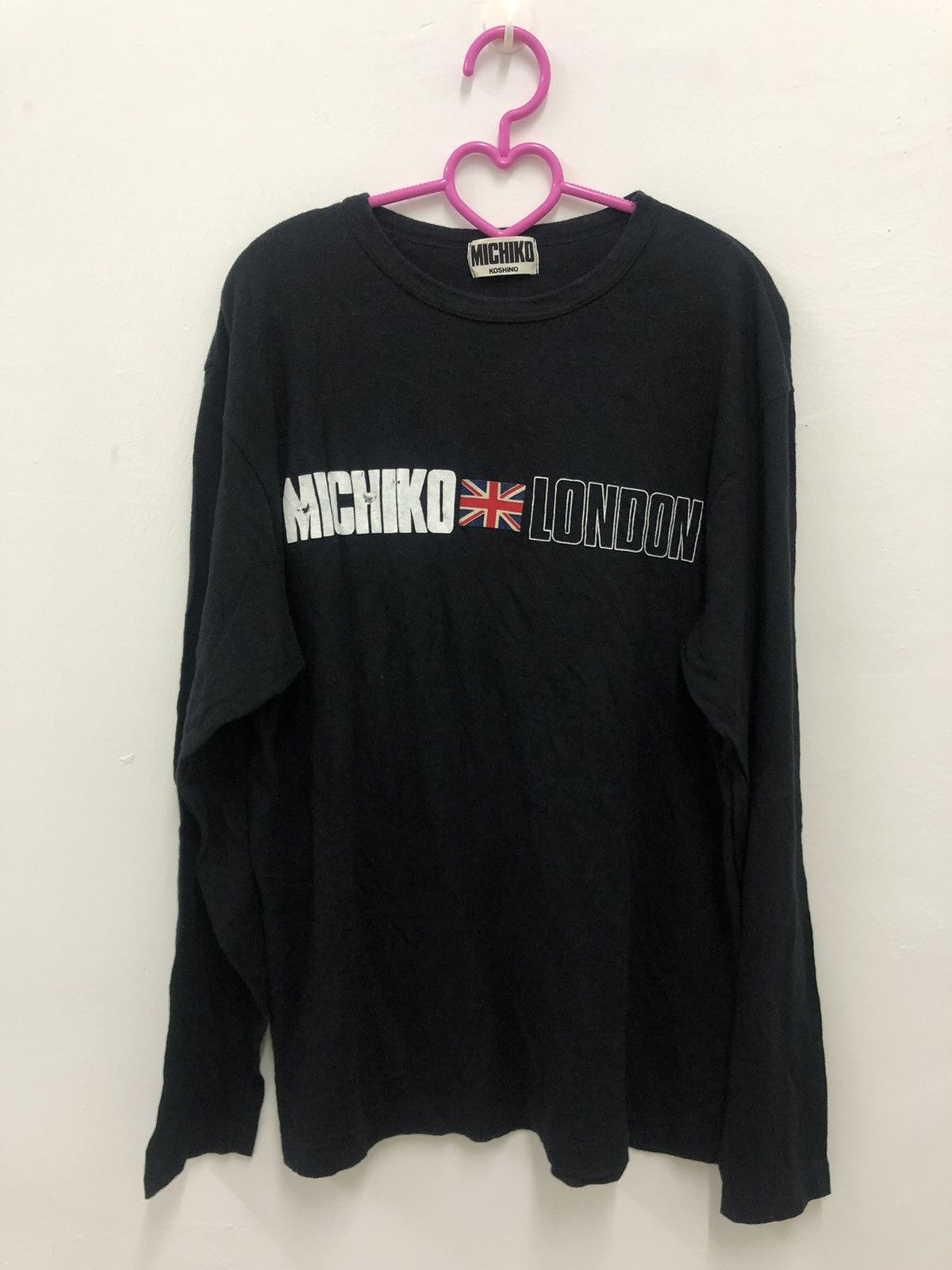 image of Vintage Michiko Koshino London Spell Out Big Logo Shirt in Black, Men's (Size Medium)