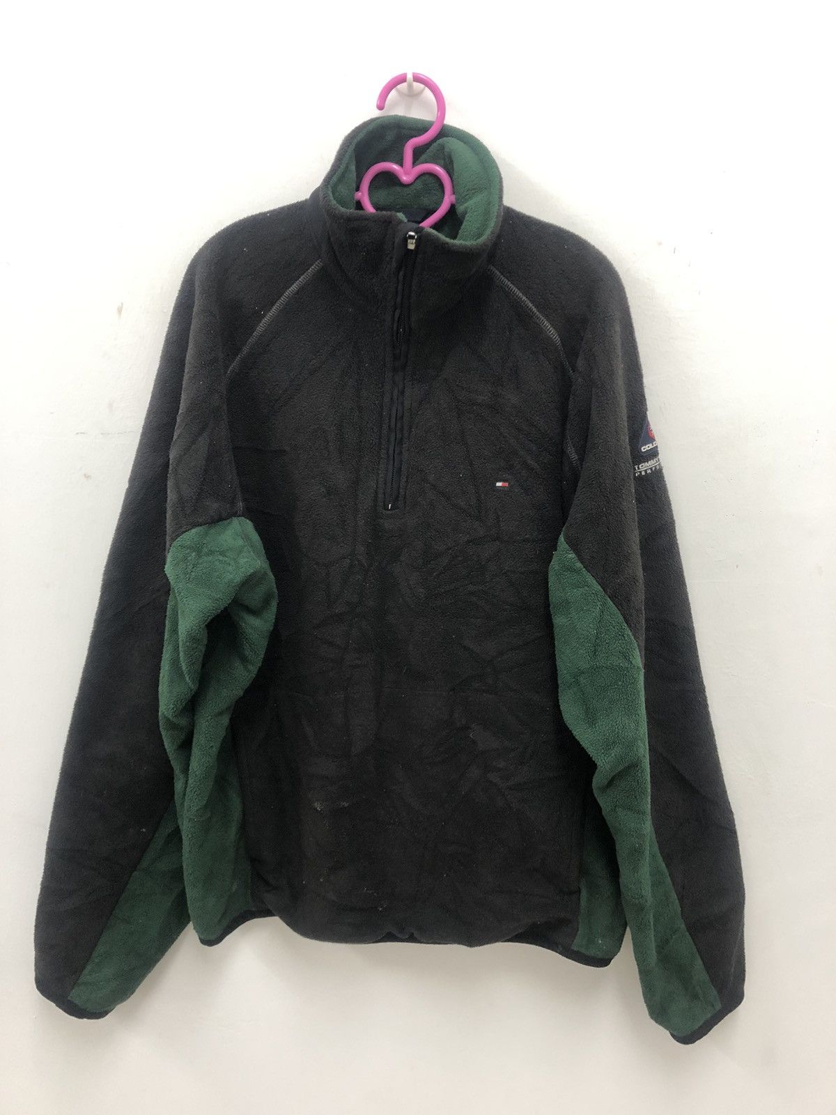 image of Tommy Hilfiger Performance Cold Stop Fleece Jacket in Black/Green, Men's (Size Medium)