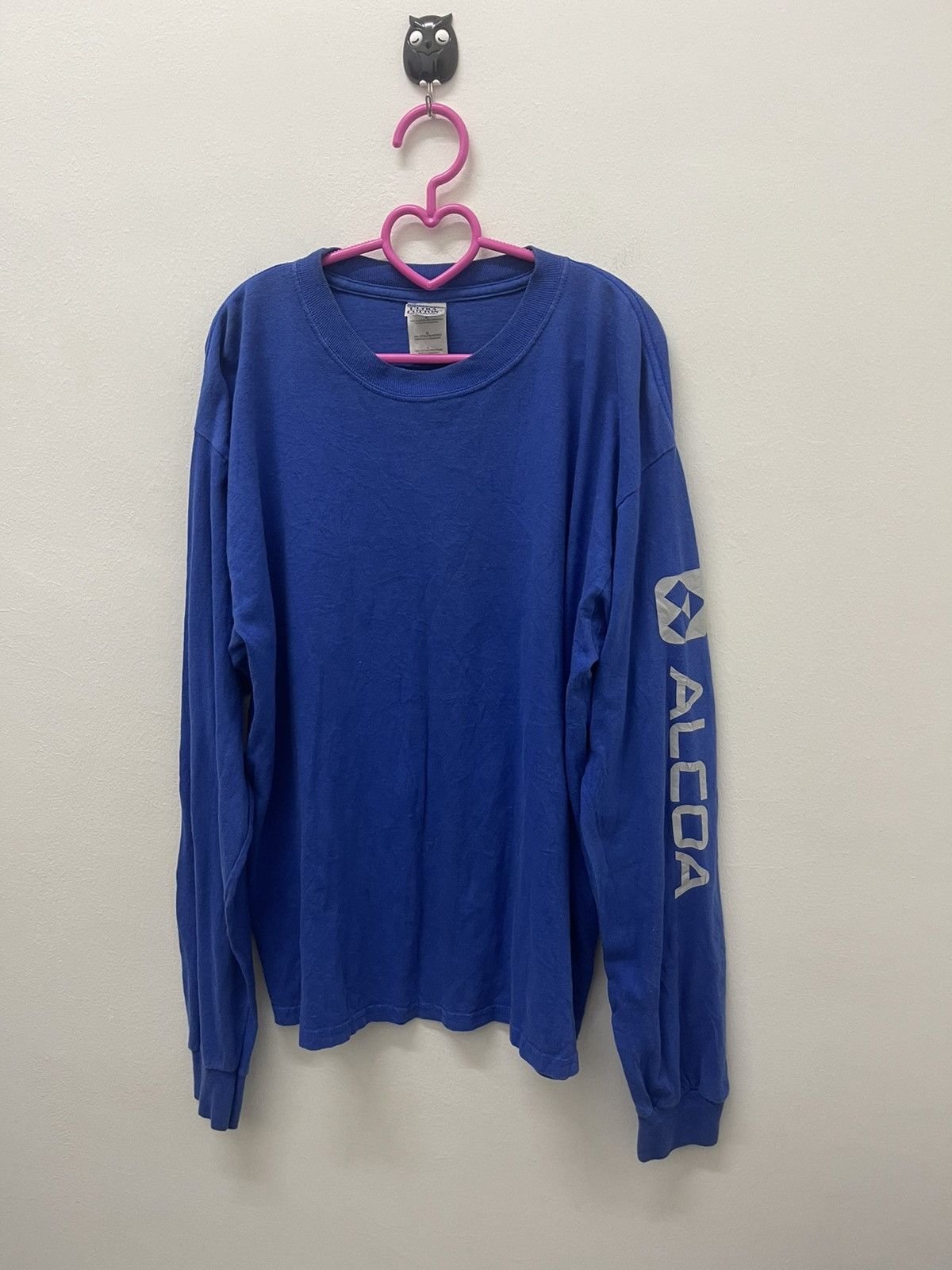 image of Vintage Alcoa Spell Out Long Sleeve in Blue, Men's (Size Large)