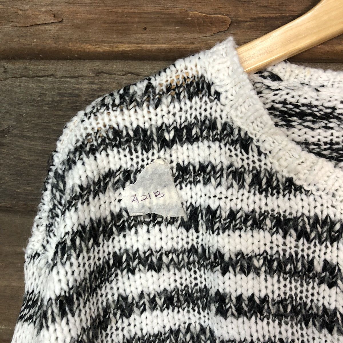 Aeropostale × Homespun Knitwear Aeropostale Black/White Knitwear stripe mohair fur #421B Size M / US 6-8 / IT 42-44 - 6 Thumbnail