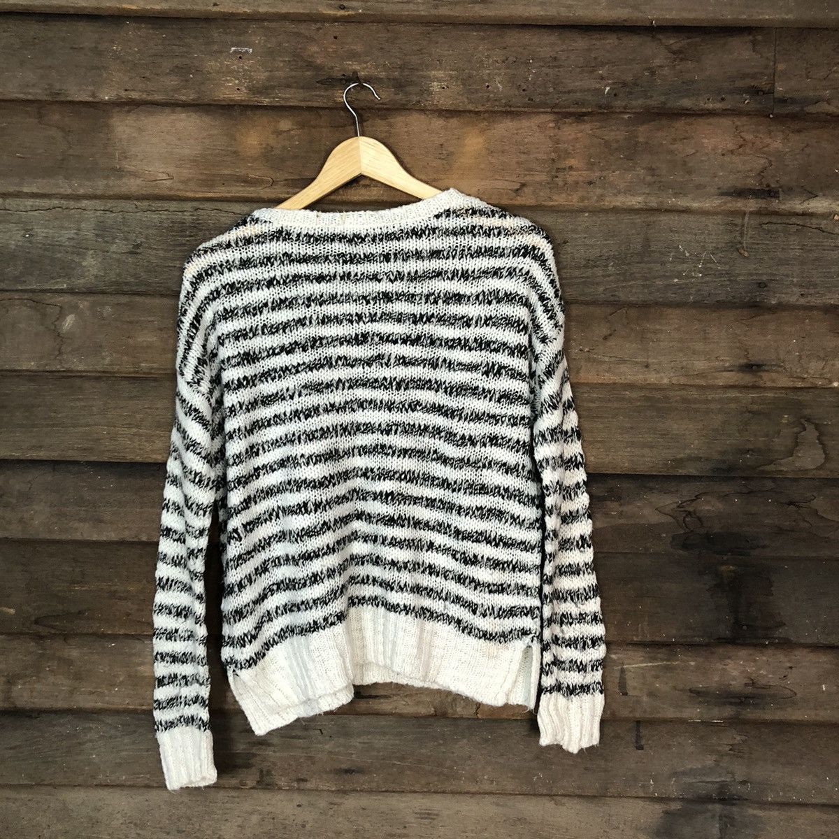 Aeropostale × Homespun Knitwear Aeropostale Black/White Knitwear stripe mohair fur #421B Size M / US 6-8 / IT 42-44 - 10 Thumbnail