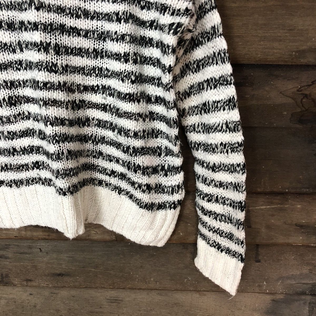 Aeropostale × Homespun Knitwear Aeropostale Black/White Knitwear stripe mohair fur #421B Size M / US 6-8 / IT 42-44 - 5 Thumbnail