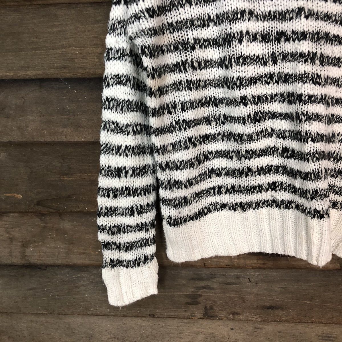 Aeropostale × Homespun Knitwear Aeropostale Black/White Knitwear stripe mohair fur #421B Size M / US 6-8 / IT 42-44 - 4 Thumbnail