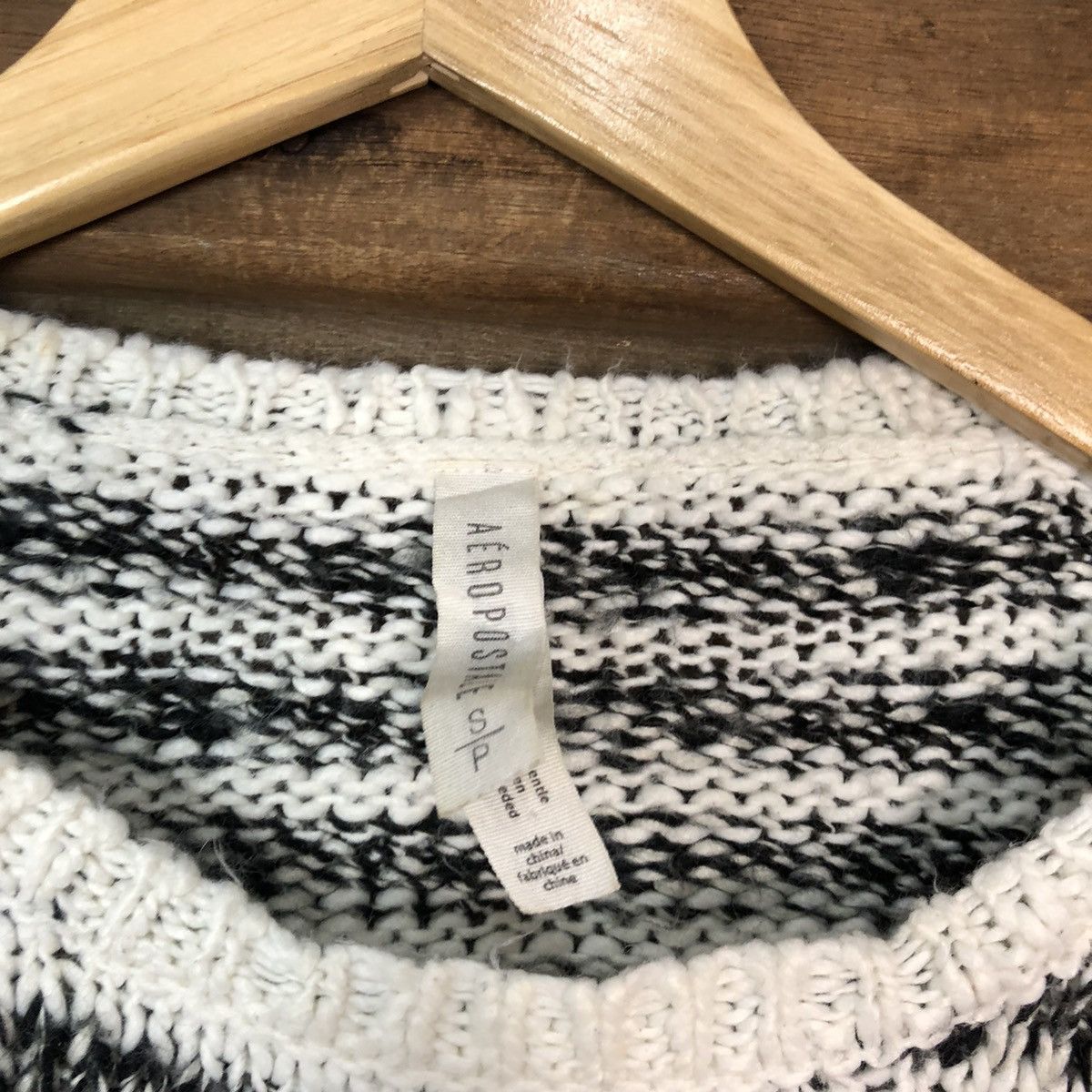 Aeropostale × Homespun Knitwear Aeropostale Black/White Knitwear stripe mohair fur #421B Size M / US 6-8 / IT 42-44 - 7 Thumbnail