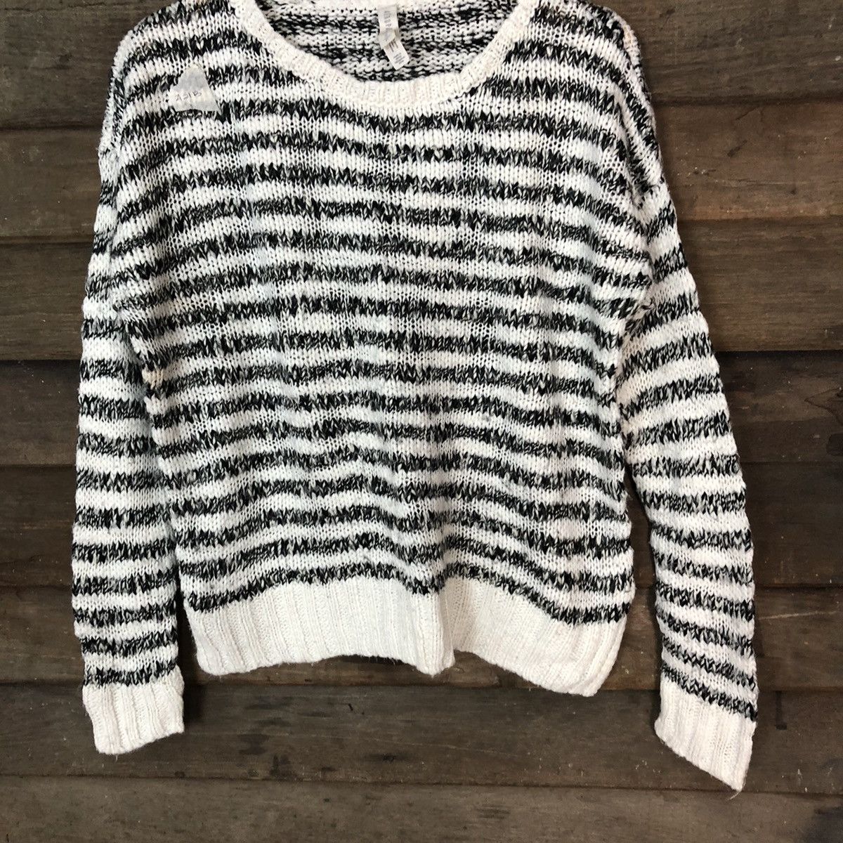 Aeropostale × Homespun Knitwear Aeropostale Black/White Knitwear stripe mohair fur #421B Size M / US 6-8 / IT 42-44 - 3 Thumbnail