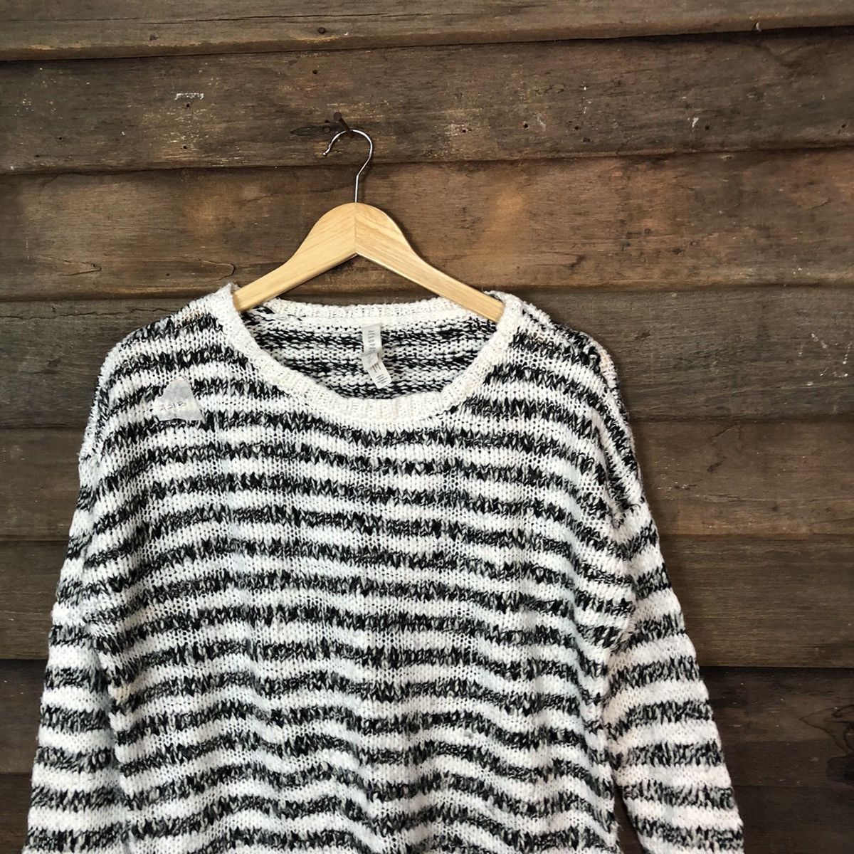 Aeropostale × Homespun Knitwear Aeropostale Black/White Knitwear stripe mohair fur #421B Size M / US 6-8 / IT 42-44 - 2 Thumbnail