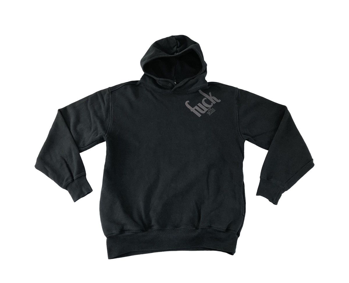image of Vintage Hype Gfn Faint Flame Fuck N’ Roll Hoodies Big Guitar Logo in Black, Men's (Size Large)