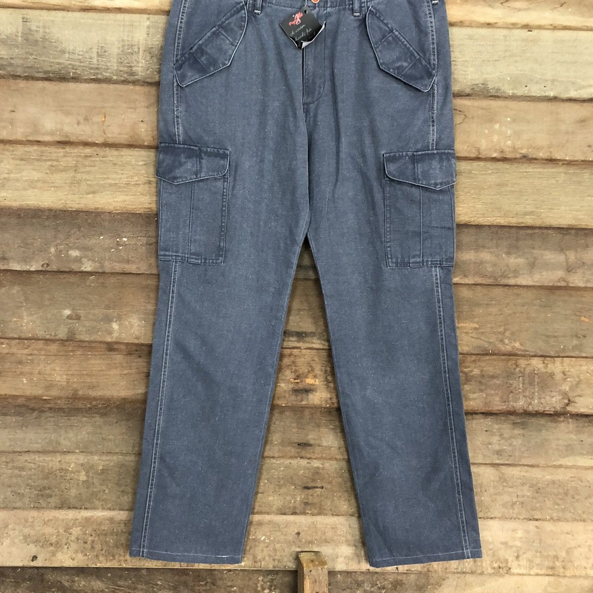Other Universal Language Blue Multipocket Cargo Pants #4881 Size US 33 - 3 Thumbnail