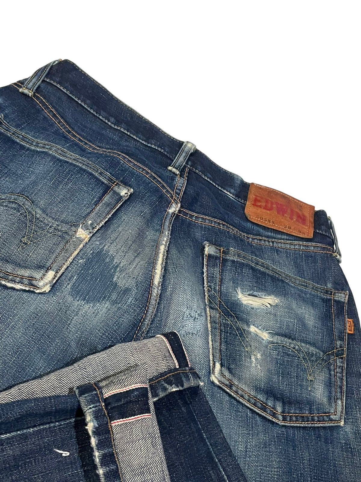 Edwin Vintage Edwin 505XX Orange Tag Selvedge Distresed & Rework Size US 29 - 10 Thumbnail