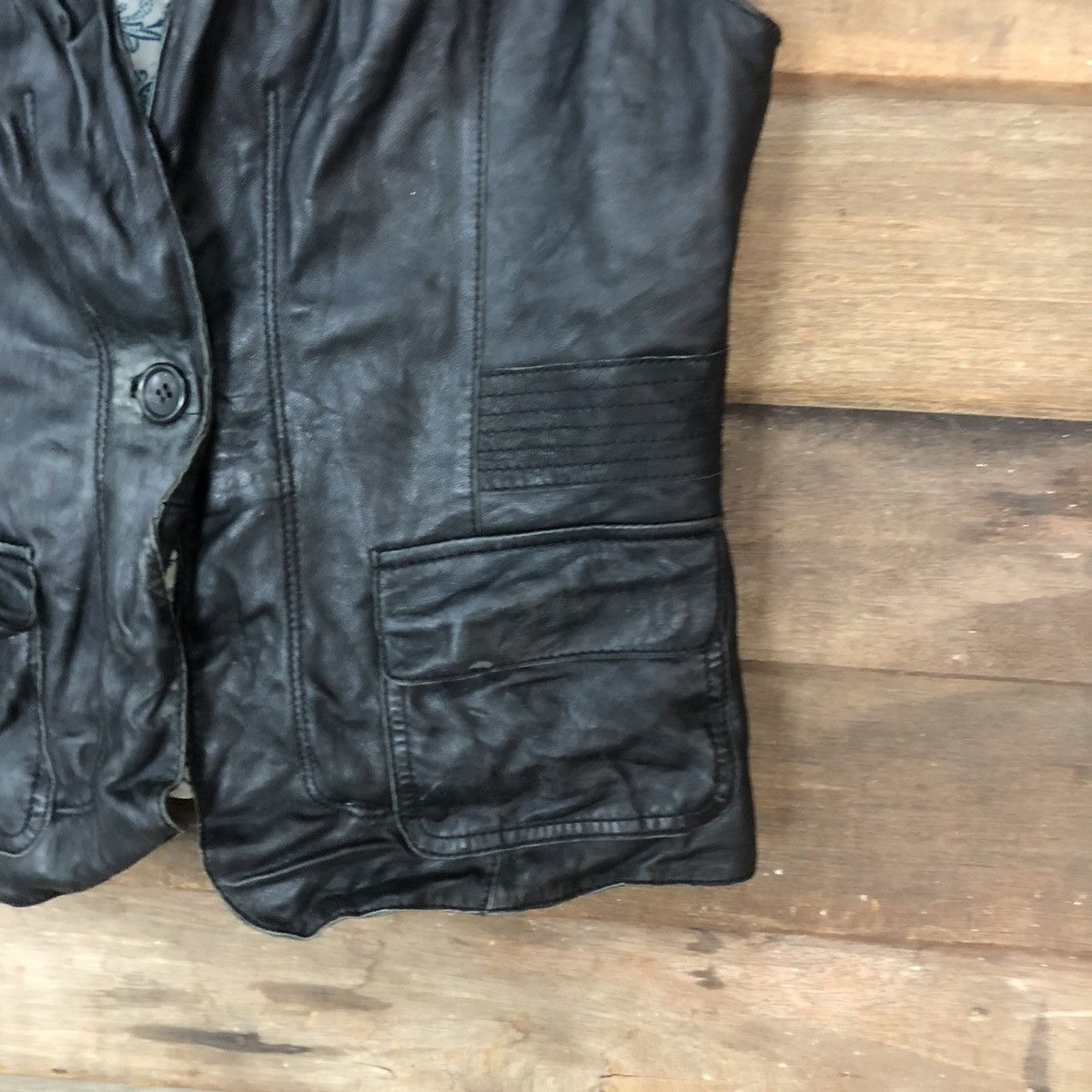 United Colors Of Benetton United Colors Of Benetton Black Leather Vest #7085 Size US XS / EU 42 / 0 - 5 Thumbnail