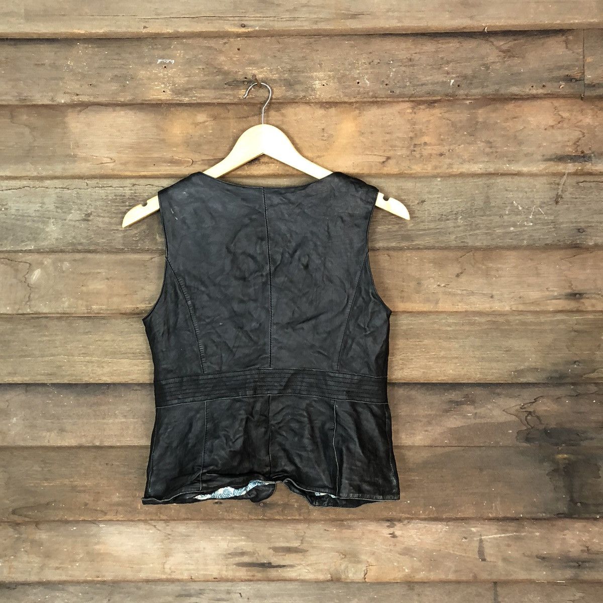 United Colors Of Benetton United Colors Of Benetton Black Leather Vest #7085 Size US XS / EU 42 / 0 - 10 Thumbnail