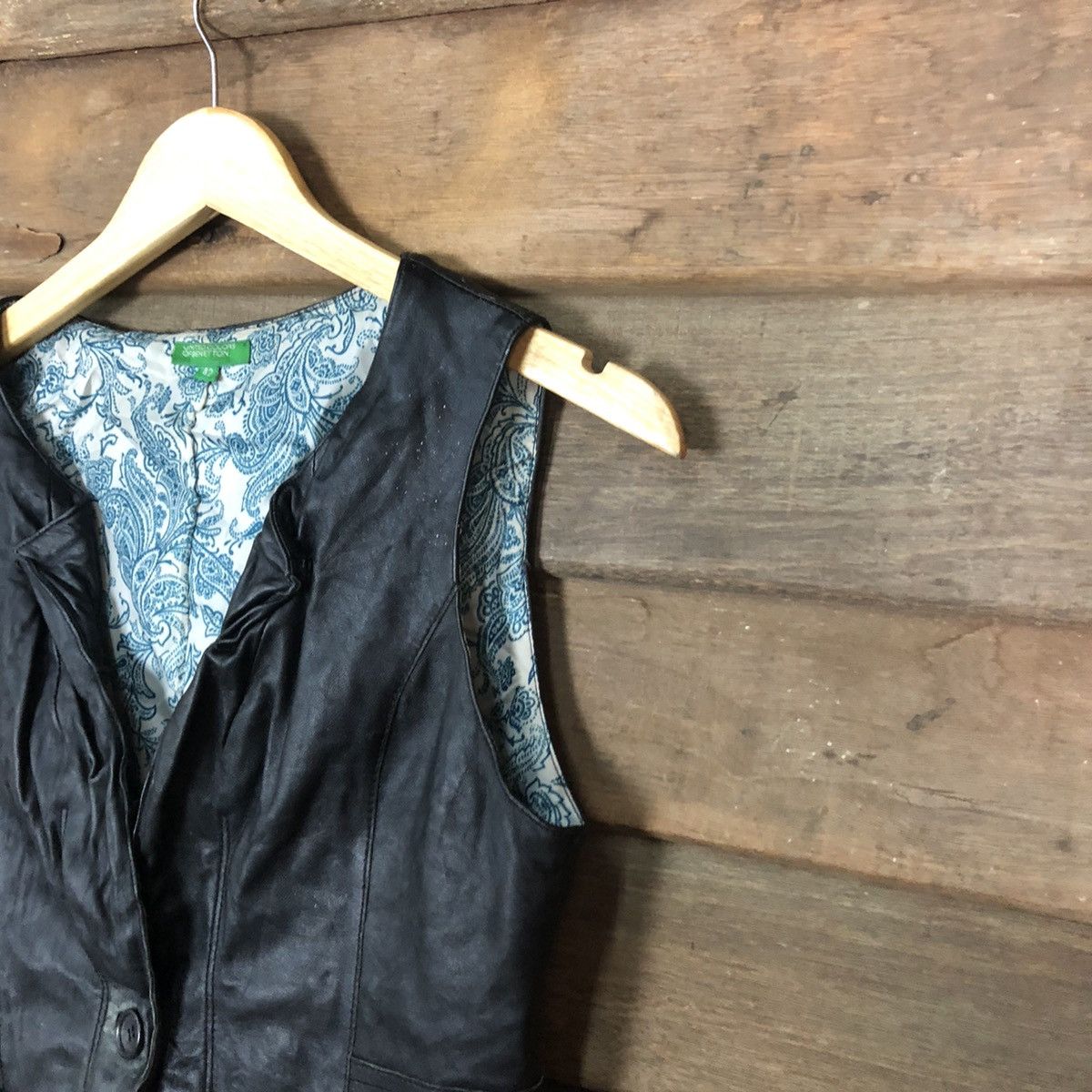United Colors Of Benetton United Colors Of Benetton Black Leather Vest #7085 Size US XS / EU 42 / 0 - 8 Thumbnail