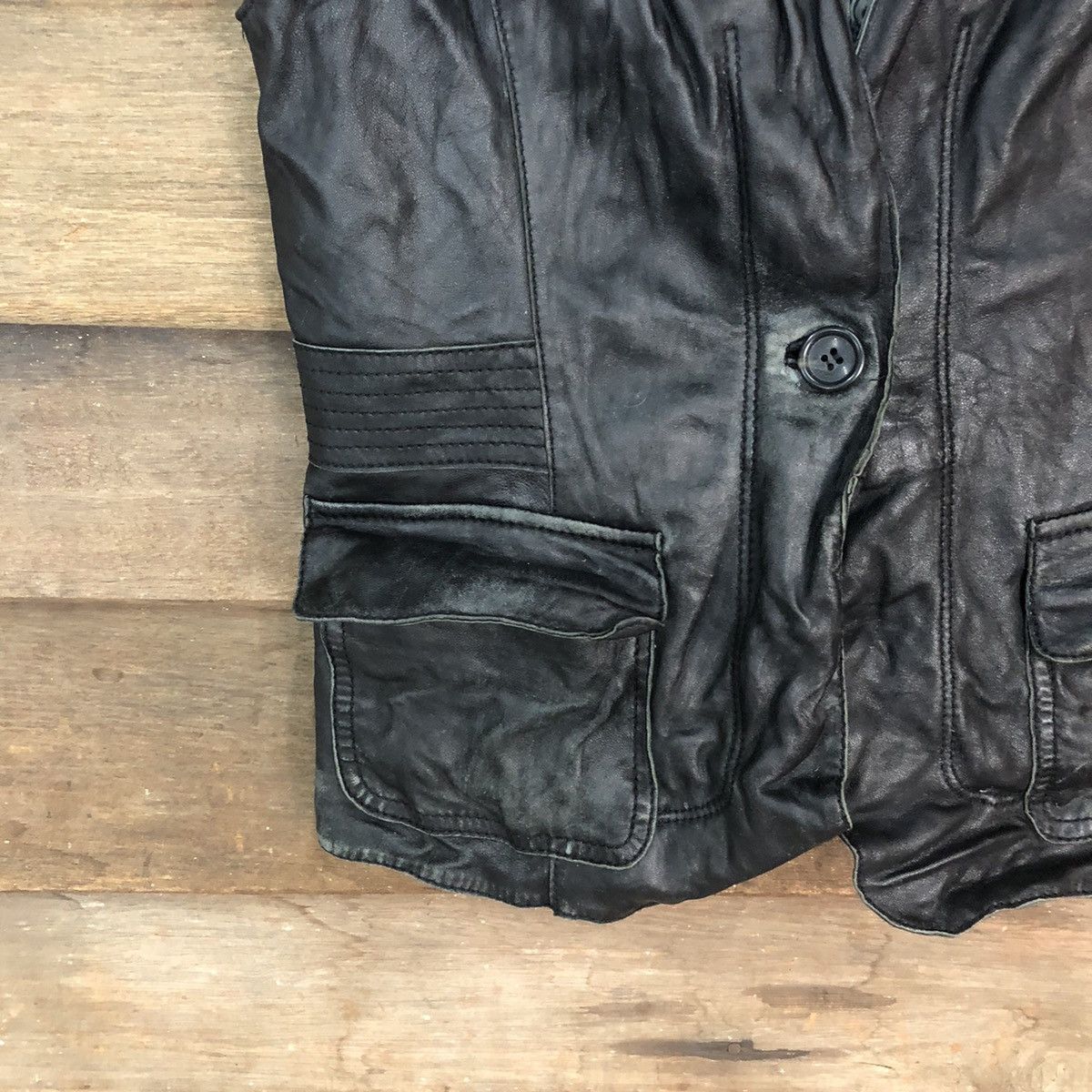 United Colors Of Benetton United Colors Of Benetton Black Leather Vest #7085 Size US XS / EU 42 / 0 - 4 Thumbnail