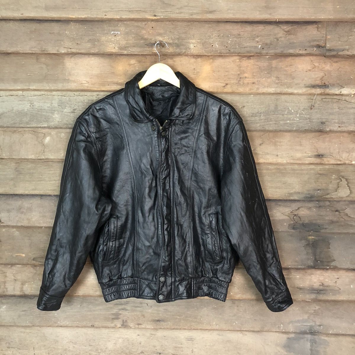 Japanese Brand Black Leather Jacket #7086