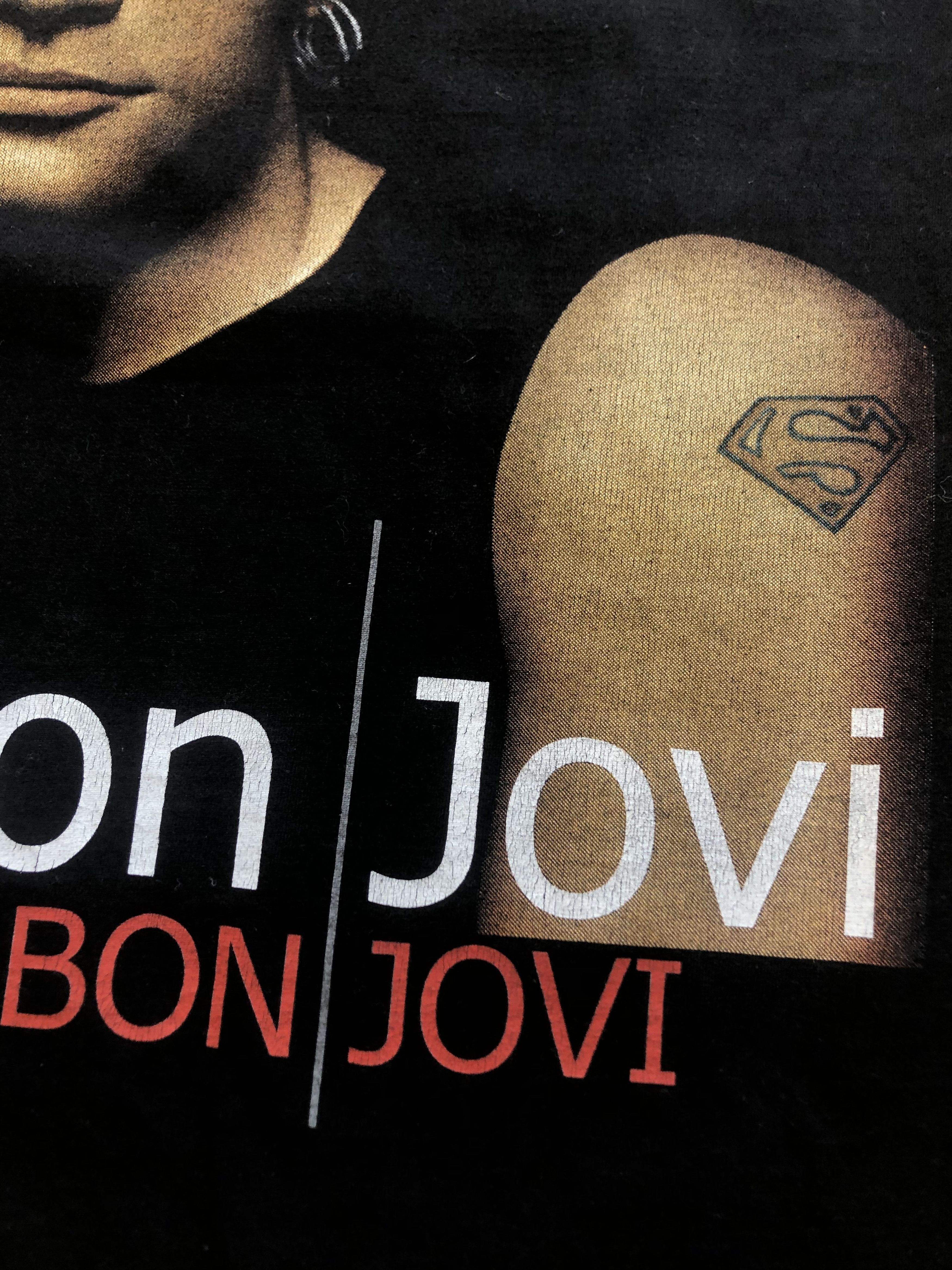 Band Tees × Vintage Vintage Bon Jovi Tee Over Print Rare Band Drill Hype y2k Size US L / EU 52-54 / 3 - 6 Thumbnail