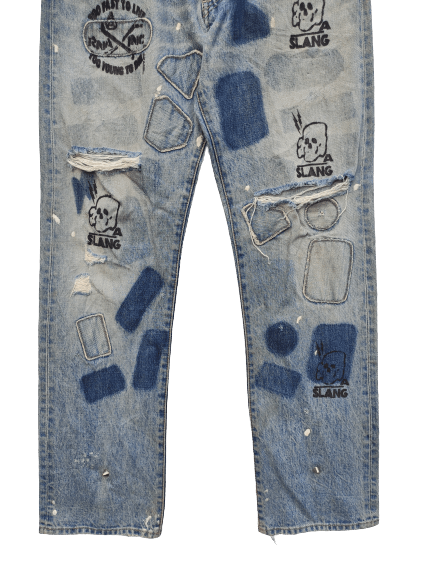 If Six Was Nine RNA INC Slang Jeans Distressed Denim Punk Seditionaries Size US 33 - 3 Thumbnail